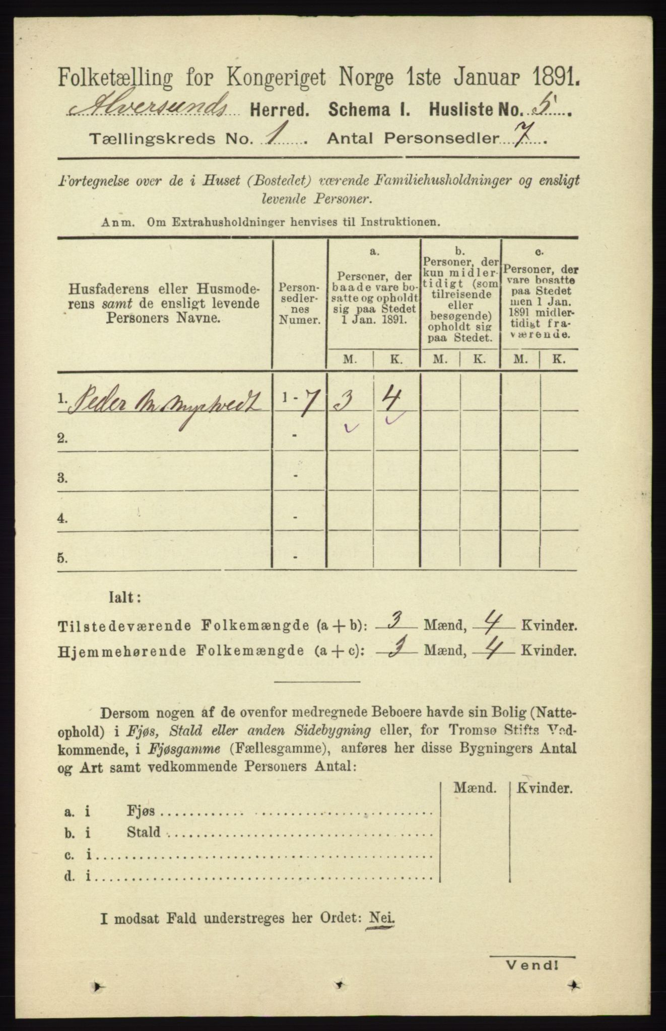 RA, Folketelling 1891 for 1257 Alversund herred, 1891, s. 34