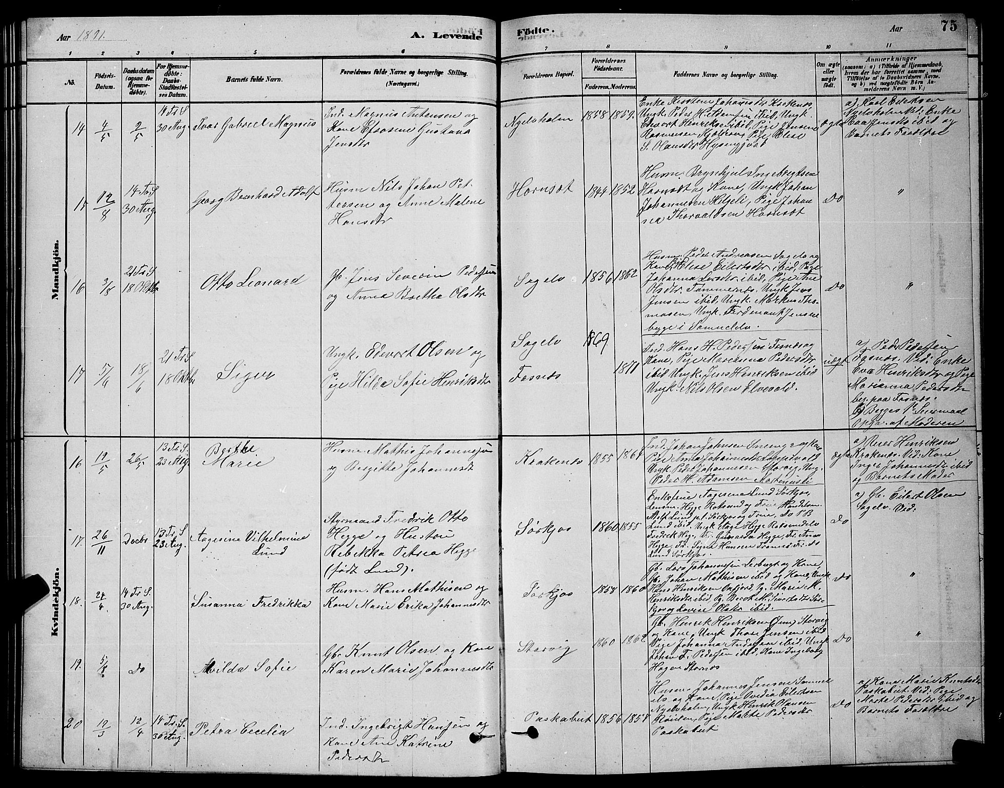 Skjervøy sokneprestkontor, AV/SATØ-S-1300/H/Ha/Hab/L0020klokker: Klokkerbok nr. 20, 1878-1892, s. 75