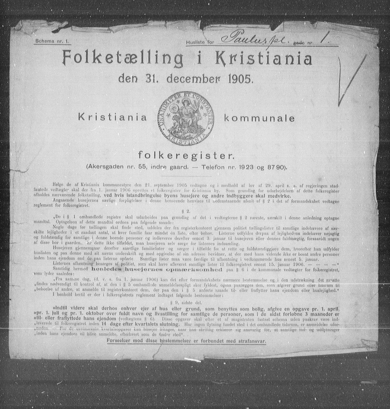 OBA, Kommunal folketelling 31.12.1905 for Kristiania kjøpstad, 1905, s. 41309