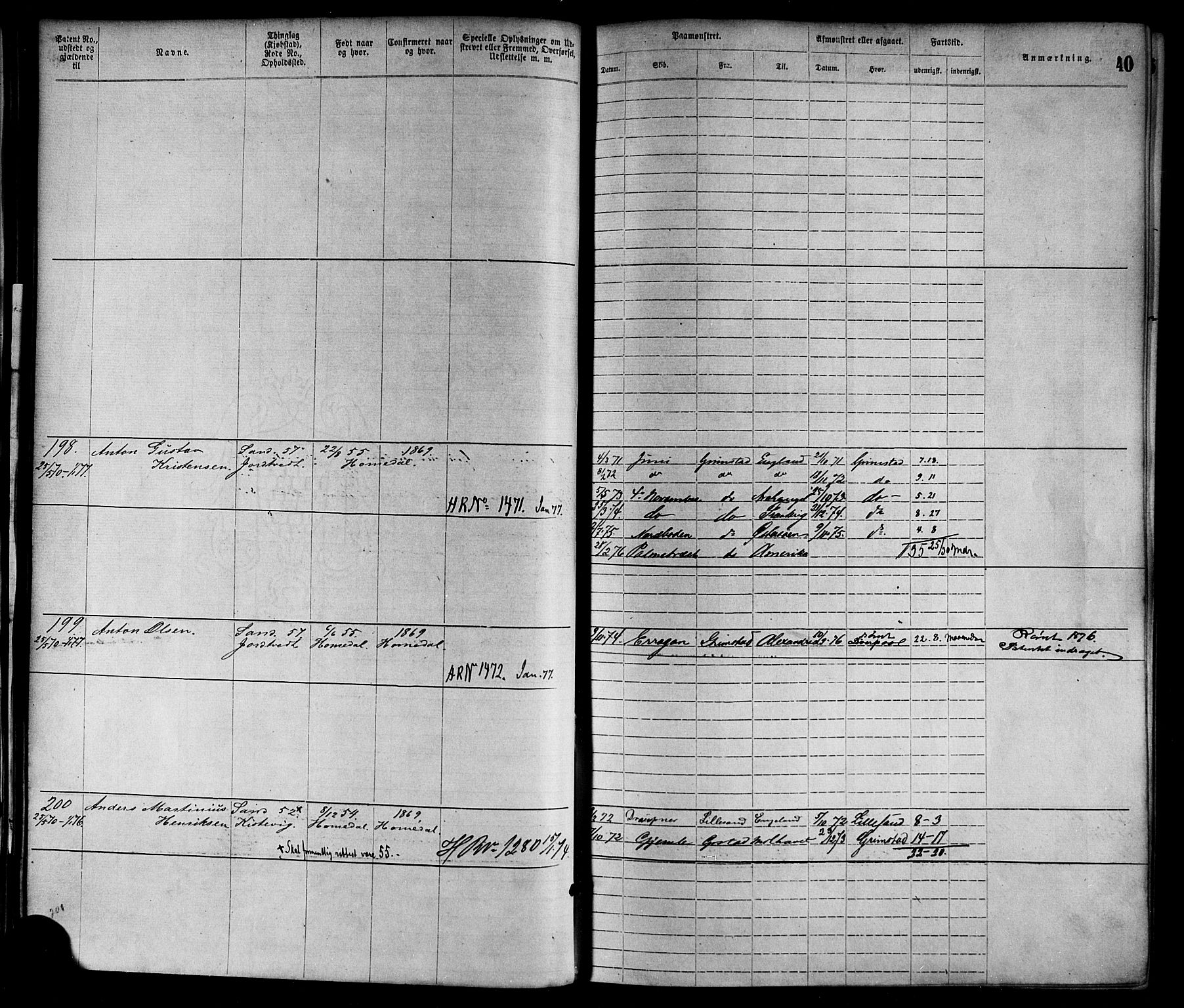 Lillesand mønstringskrets, AV/SAK-2031-0014/F/Fa/L0004: Annotasjonsrulle nr 1-1920 med register, G-1, 1869-1891, s. 62