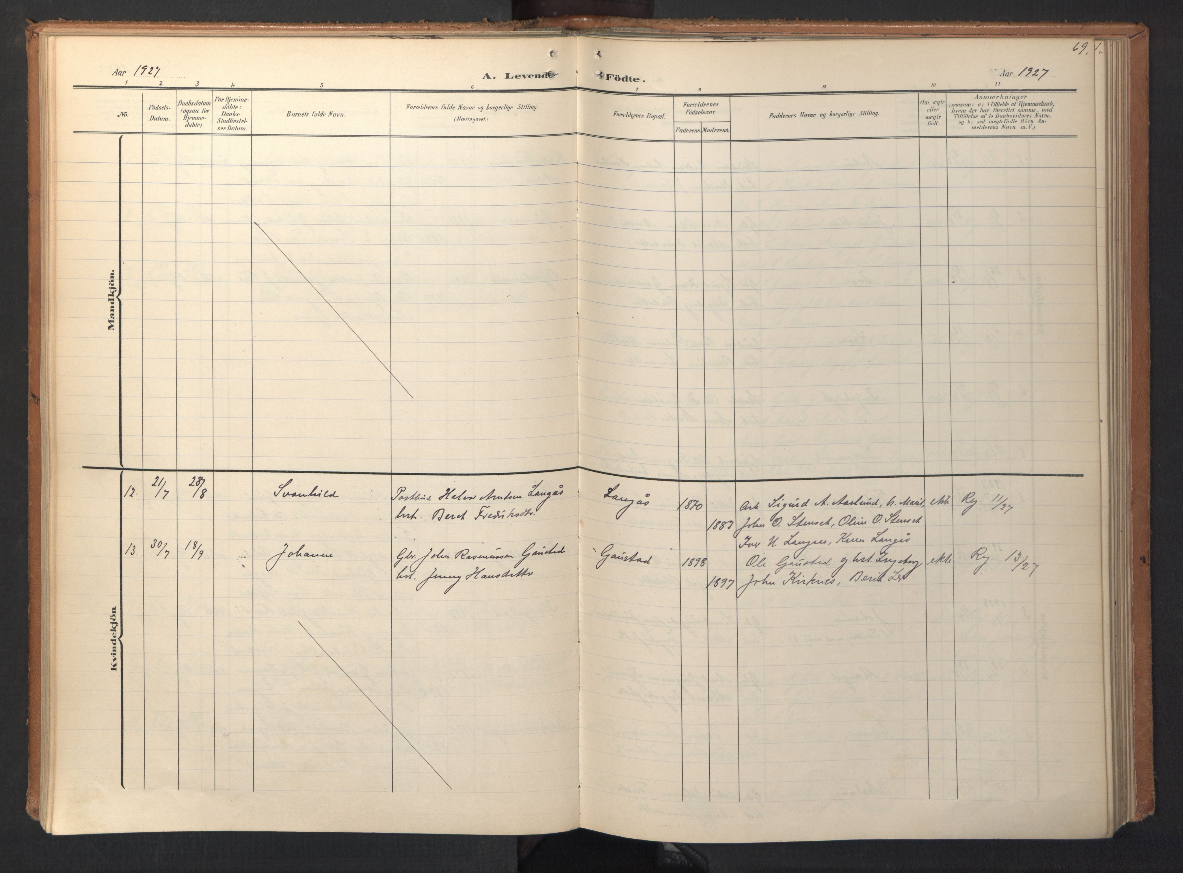 Ministerialprotokoller, klokkerbøker og fødselsregistre - Sør-Trøndelag, SAT/A-1456/694/L1128: Ministerialbok nr. 694A02, 1906-1931, s. 69