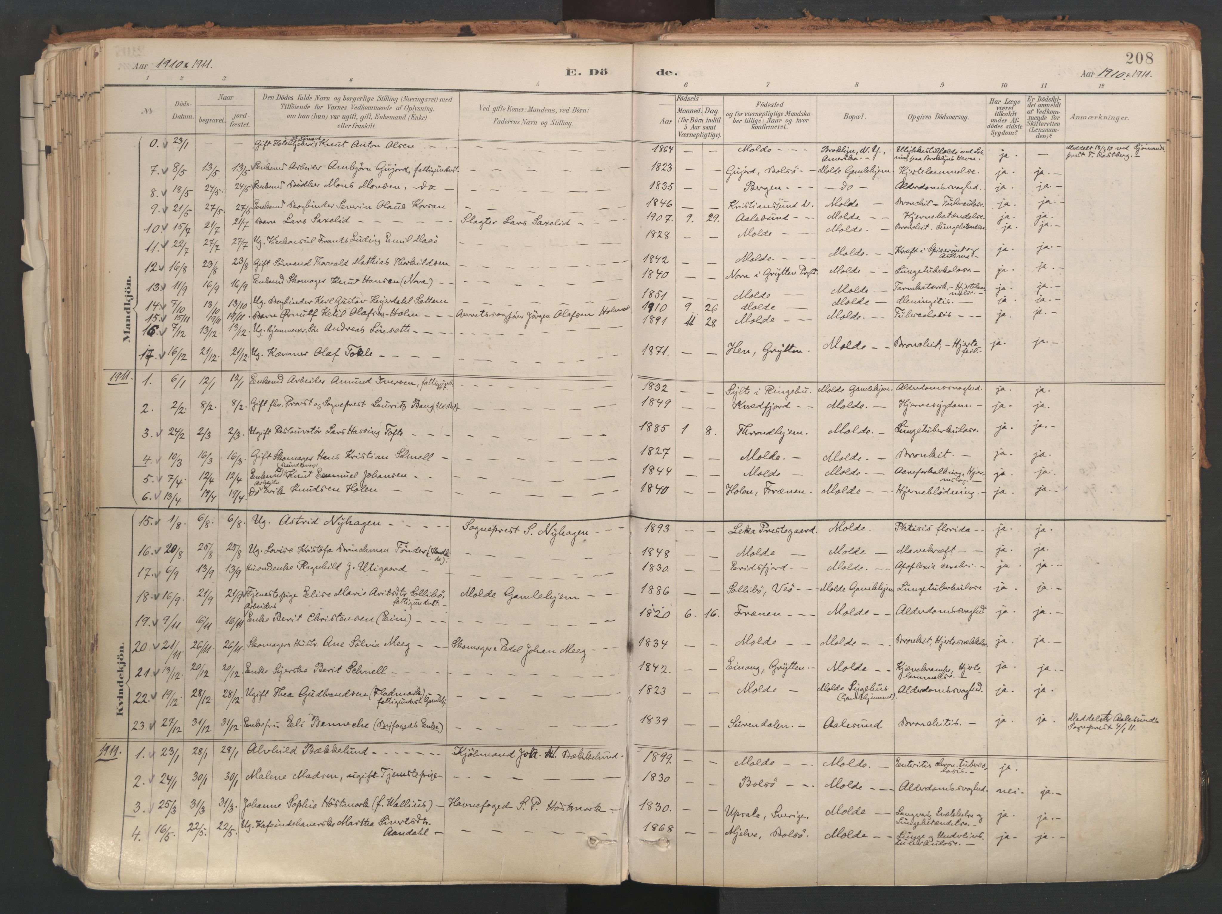 Ministerialprotokoller, klokkerbøker og fødselsregistre - Møre og Romsdal, SAT/A-1454/558/L0692: Ministerialbok nr. 558A06, 1887-1971, s. 208