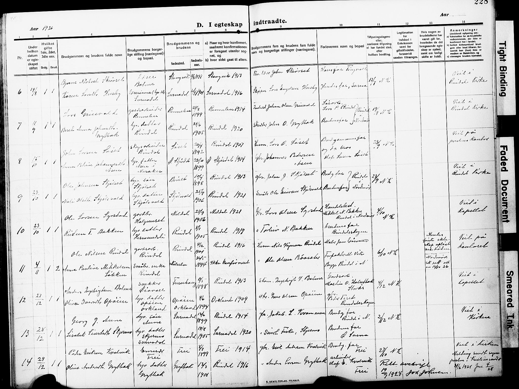 Ministerialprotokoller, klokkerbøker og fødselsregistre - Møre og Romsdal, AV/SAT-A-1454/598/L1079: Klokkerbok nr. 598C04, 1909-1927, s. 228