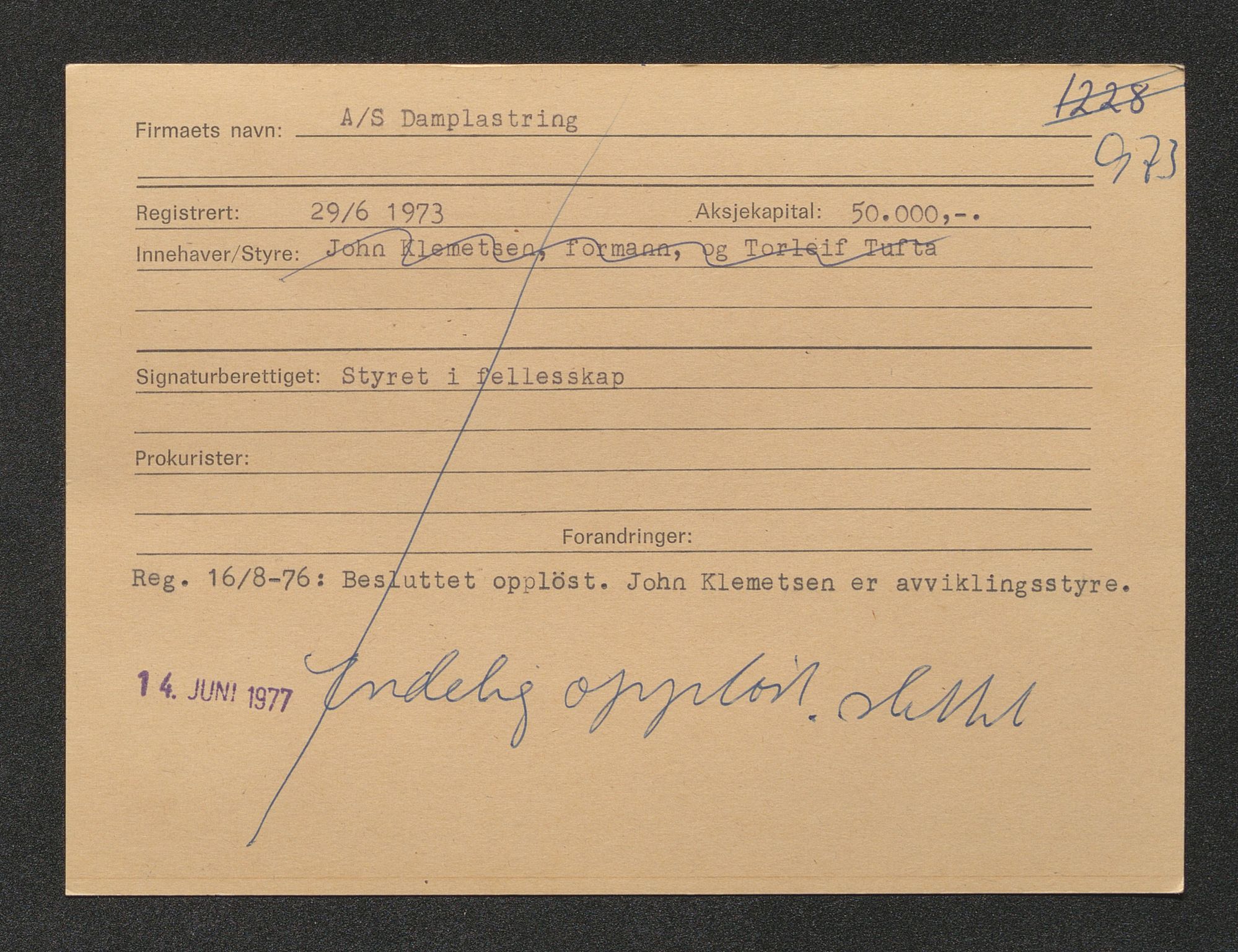 Stavanger byfogd, AV/SAST-A-101408/001/4/42/422/4221A/L0001: Register over slettede firma A-C, 1891-1987, s. 545