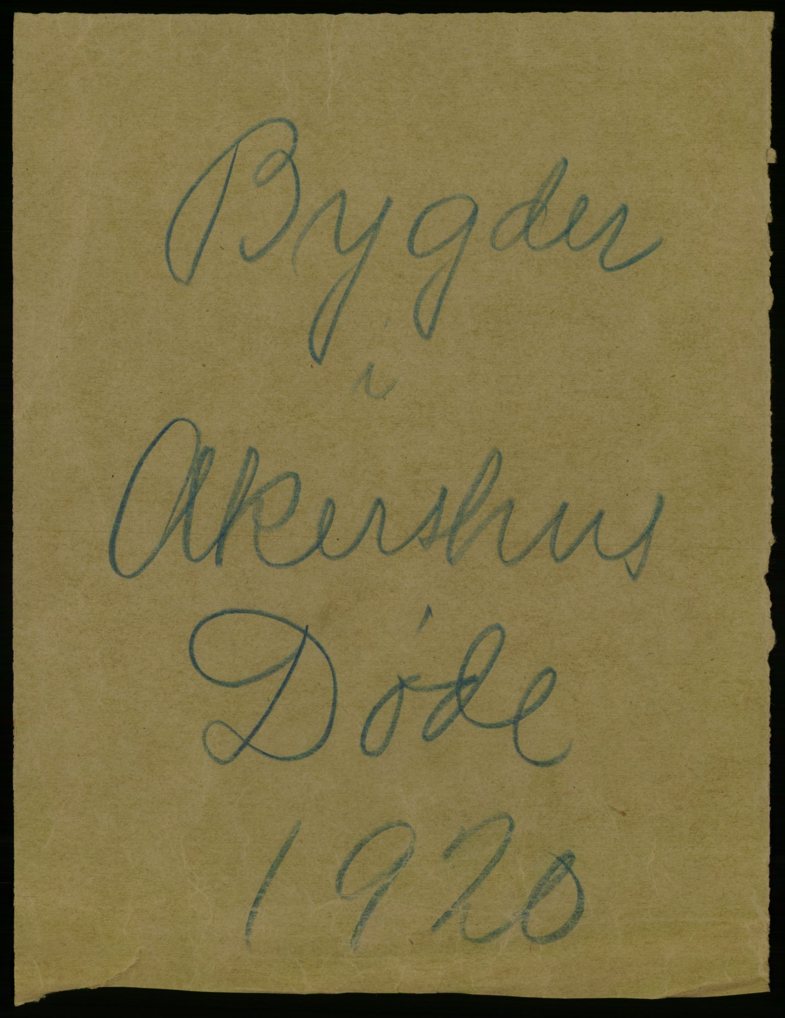 Statistisk sentralbyrå, Sosiodemografiske emner, Befolkning, RA/S-2228/D/Df/Dfb/Dfbj/L0007: Akershus fylke: Døde. Bygder og byer., 1920, s. 1