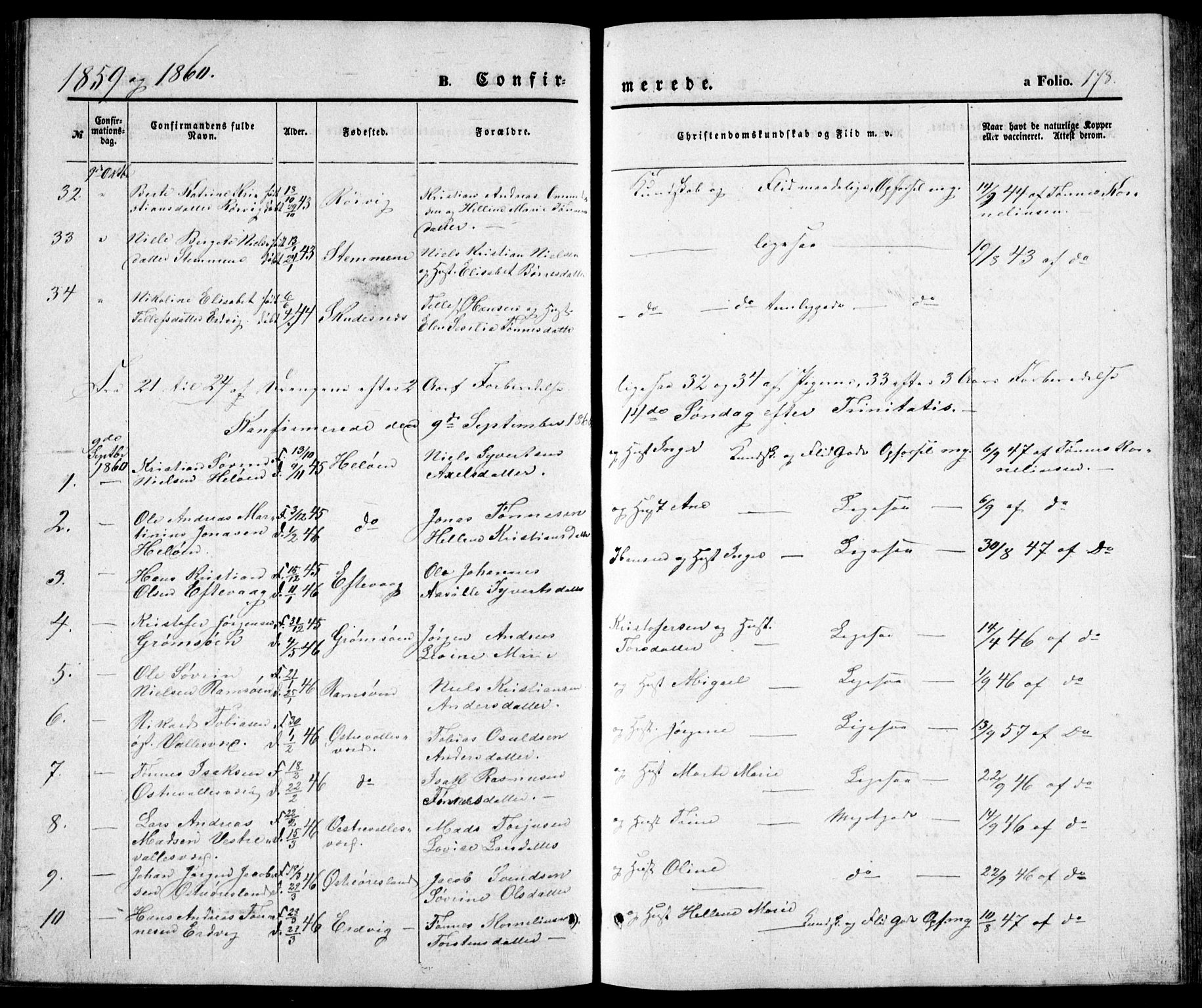 Høvåg sokneprestkontor, SAK/1111-0025/F/Fb/L0002: Klokkerbok nr. B 2, 1847-1869, s. 178