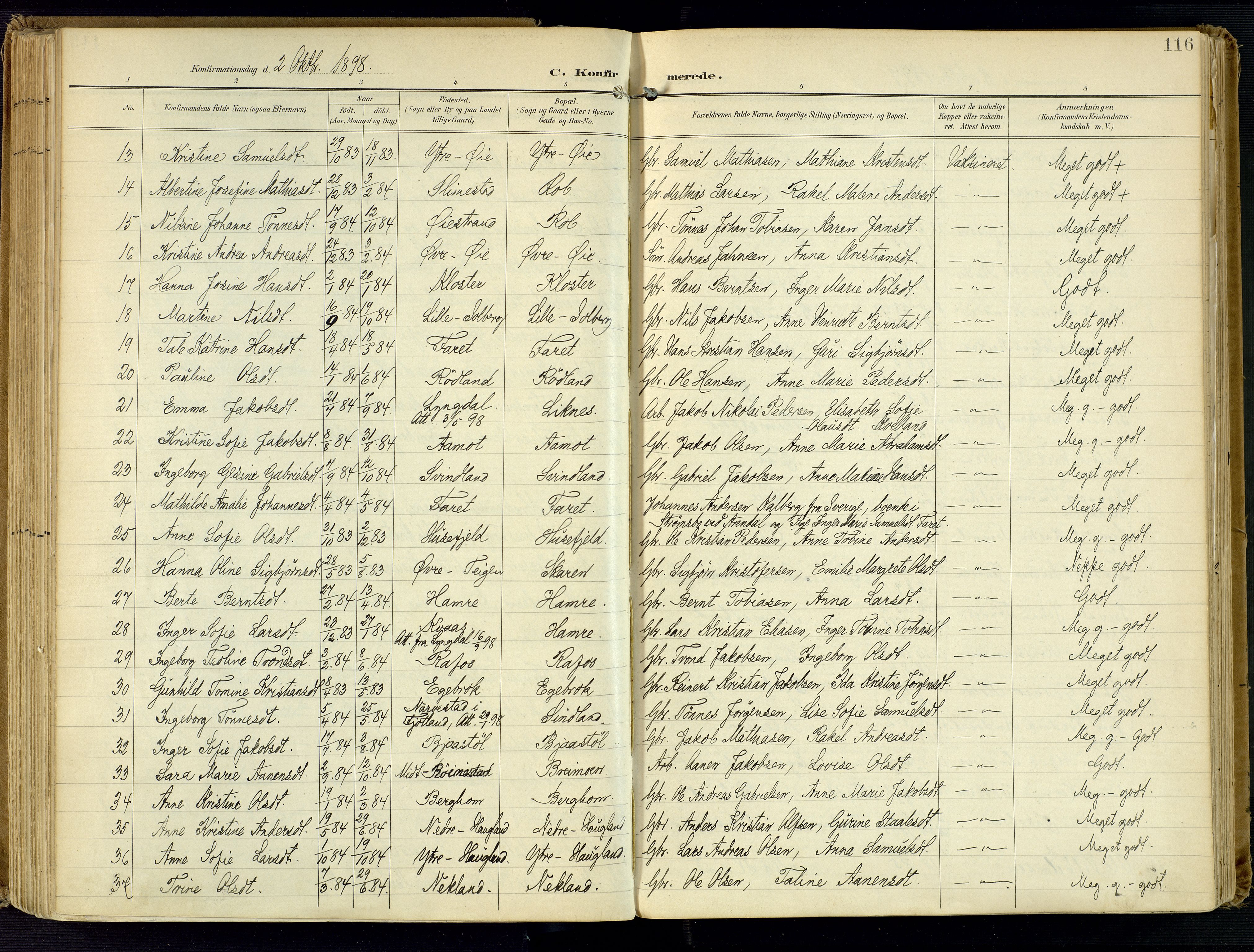 Kvinesdal sokneprestkontor, AV/SAK-1111-0026/F/Fa/Fab/L0009: Ministerialbok nr. A 9, 1898-1915, s. 116