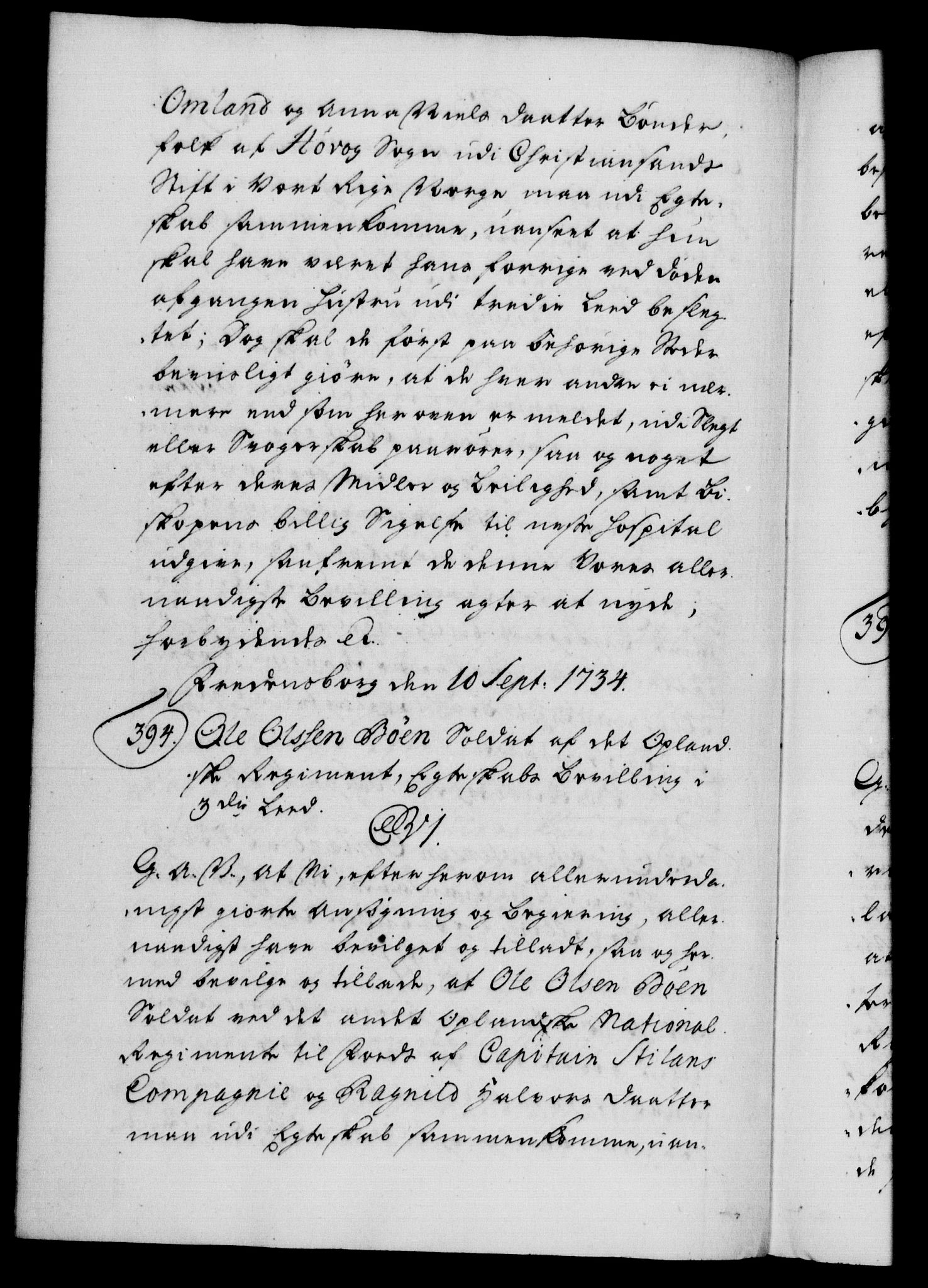 Danske Kanselli 1572-1799, AV/RA-EA-3023/F/Fc/Fca/Fcaa/L0028: Norske registre, 1733-1734, s. 595b
