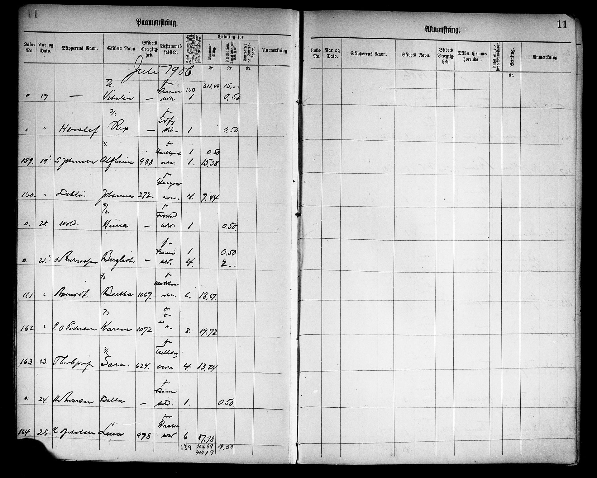 Tønsberg innrulleringskontor, AV/SAKO-A-786/H/Ha/L0006: Mønstringsjournal, 1906-1914, s. 13