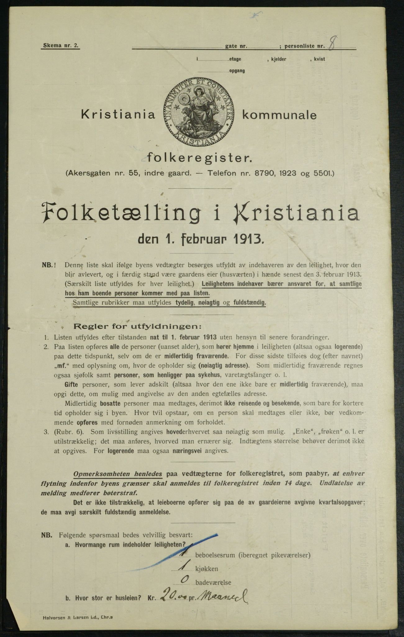 OBA, Kommunal folketelling 1.2.1913 for Kristiania, 1913, s. 128388
