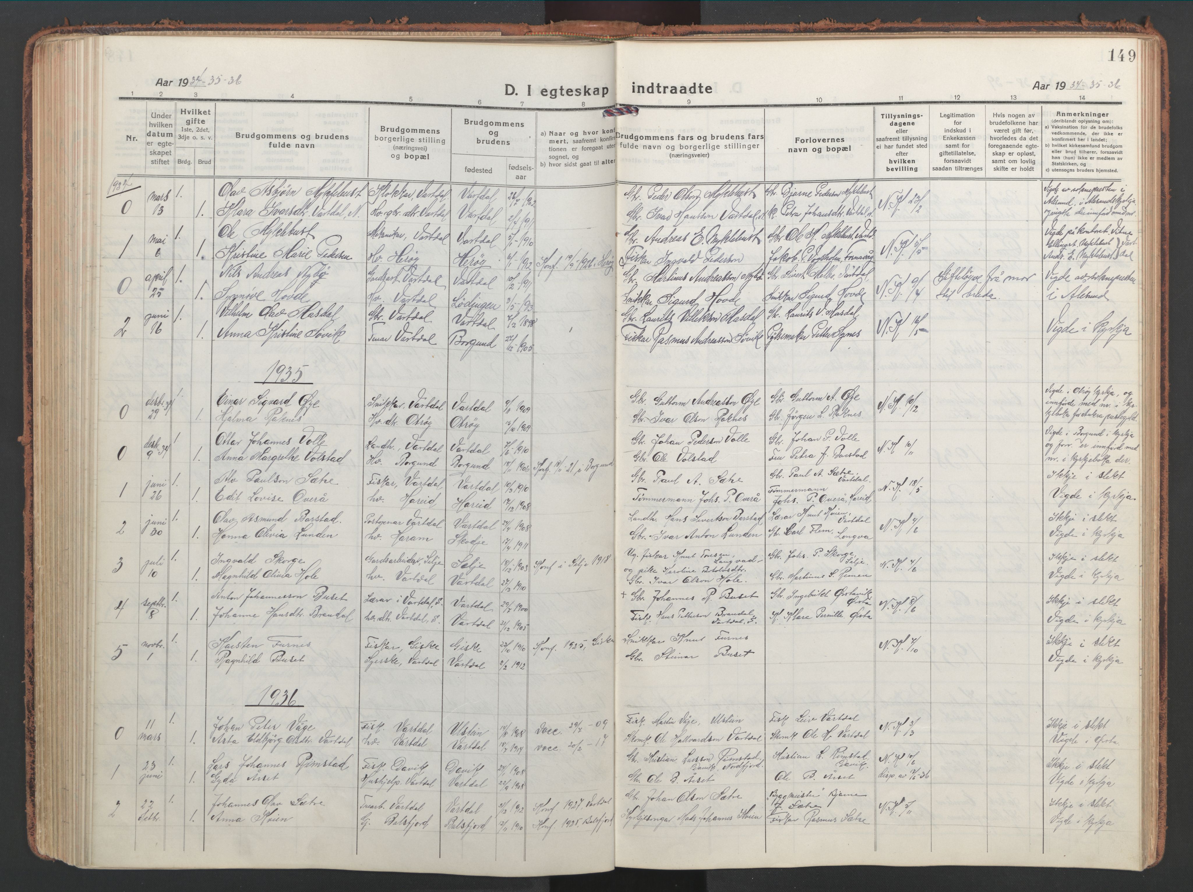 Ministerialprotokoller, klokkerbøker og fødselsregistre - Møre og Romsdal, AV/SAT-A-1454/514/L0202: Klokkerbok nr. 514C02, 1916-1944, s. 149