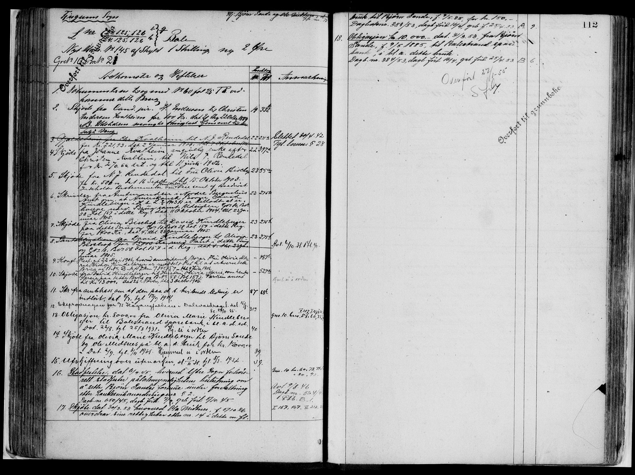 Ytre Sogn tingrett, AV/SAB-A-2601/1/G/Gaa/L0016: Panteregister nr. II.A.a.16, 1800-1950, s. 112