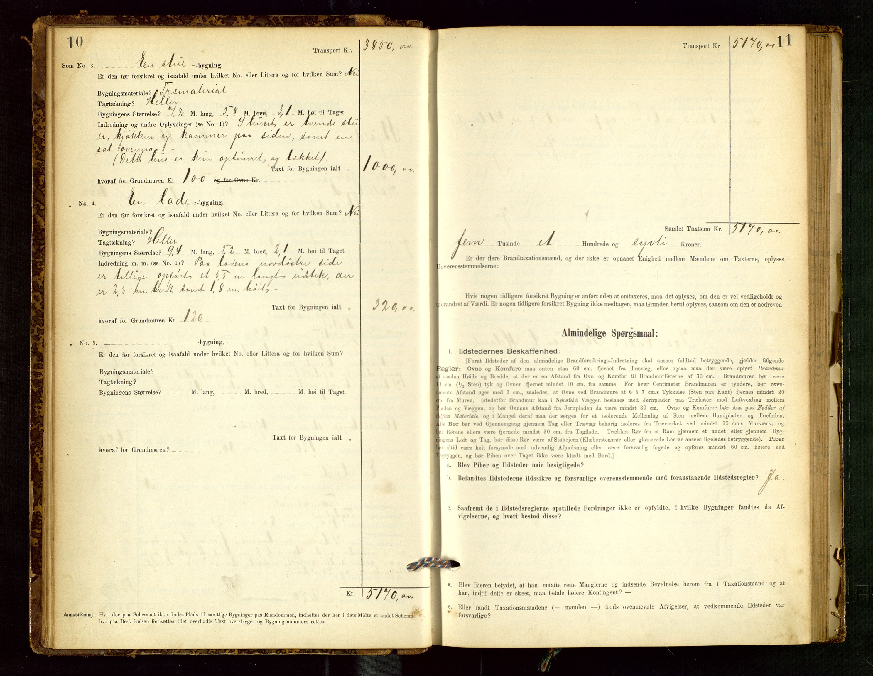 Skjold lensmannskontor, AV/SAST-A-100182/Gob/L0001: "Brandtaxationsprotokol for Skjold Lensmandsdistrikt Ryfylke Fogderi", 1894-1939, s. 10-11