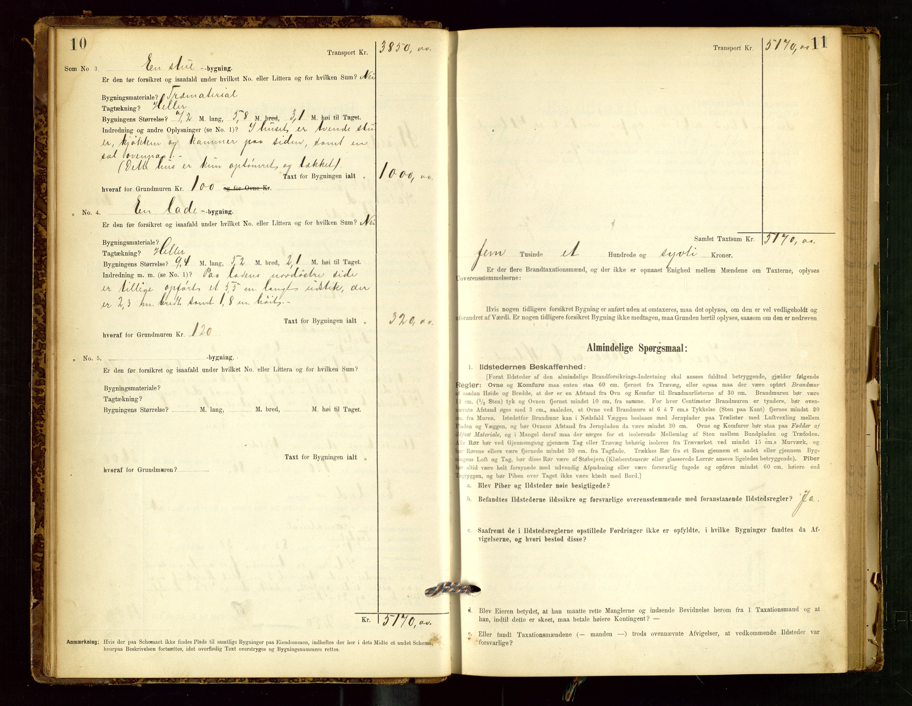 Skjold lensmannskontor, SAST/A-100182/Gob/L0001: "Brandtaxationsprotokol for Skjold Lensmandsdistrikt Ryfylke Fogderi", 1894-1939, s. 10-11