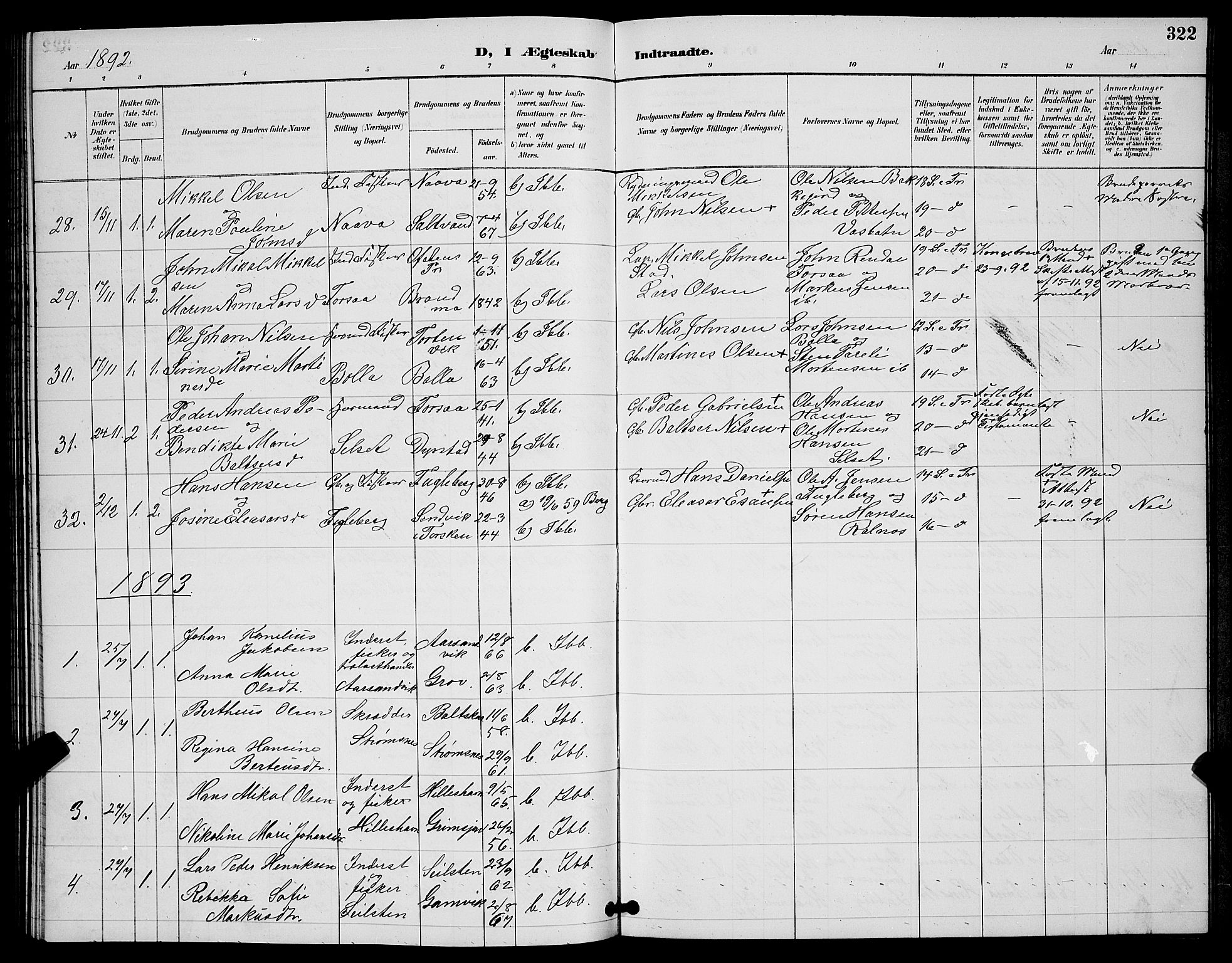 Ibestad sokneprestembete, AV/SATØ-S-0077/H/Ha/Hab/L0008klokker: Klokkerbok nr. 8, 1890-1903, s. 322