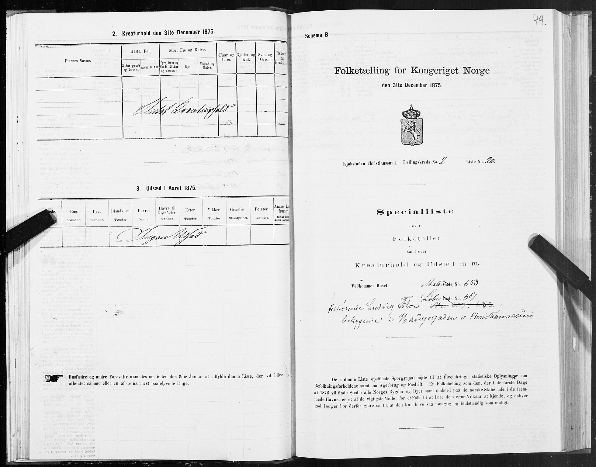 SAT, Folketelling 1875 for 1503B Kristiansund prestegjeld, Kristiansund kjøpstad, 1875, s. 2049