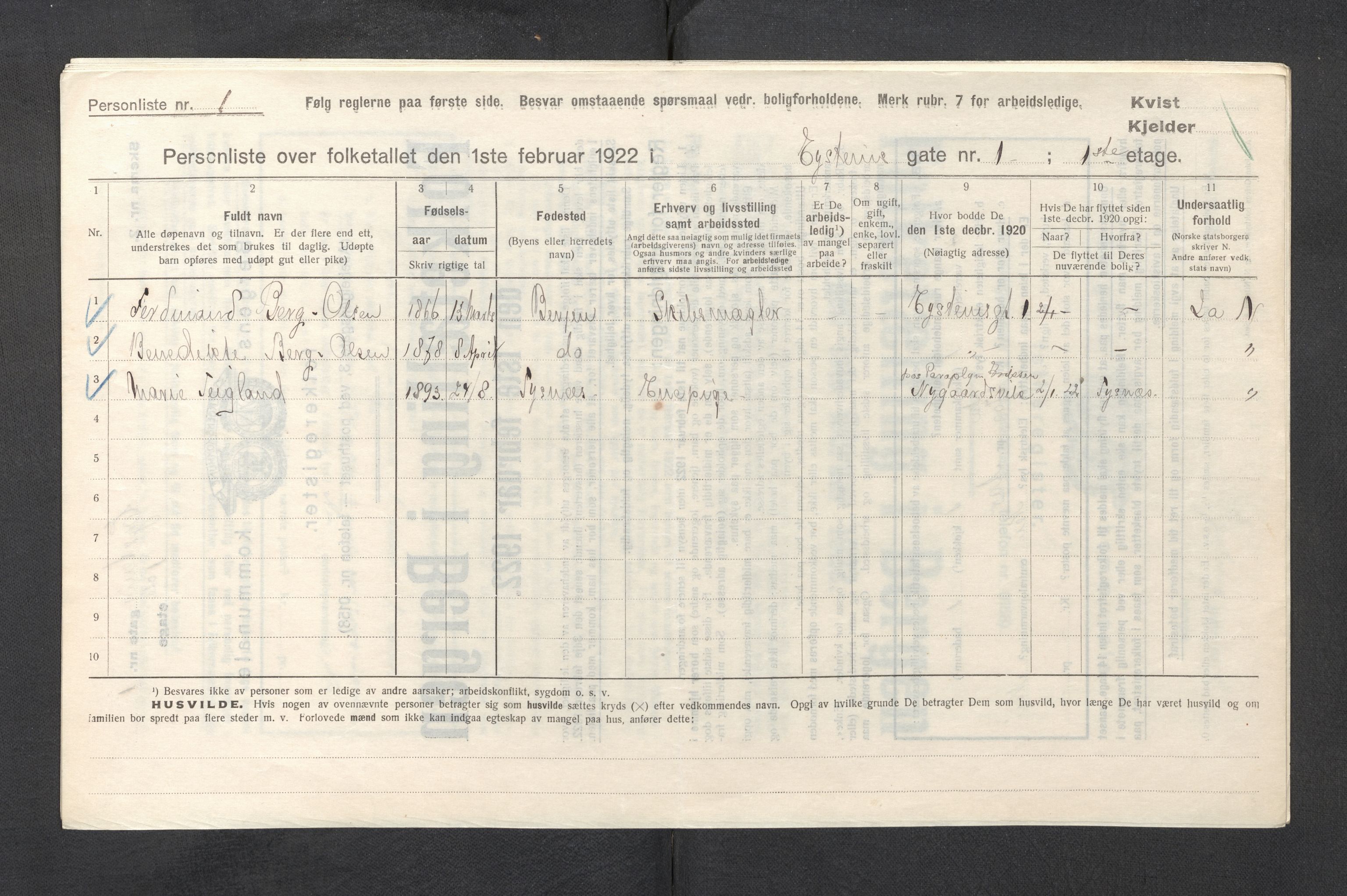 SAB, Kommunal folketelling 1922 for Bergen kjøpstad, 1922, s. 48394