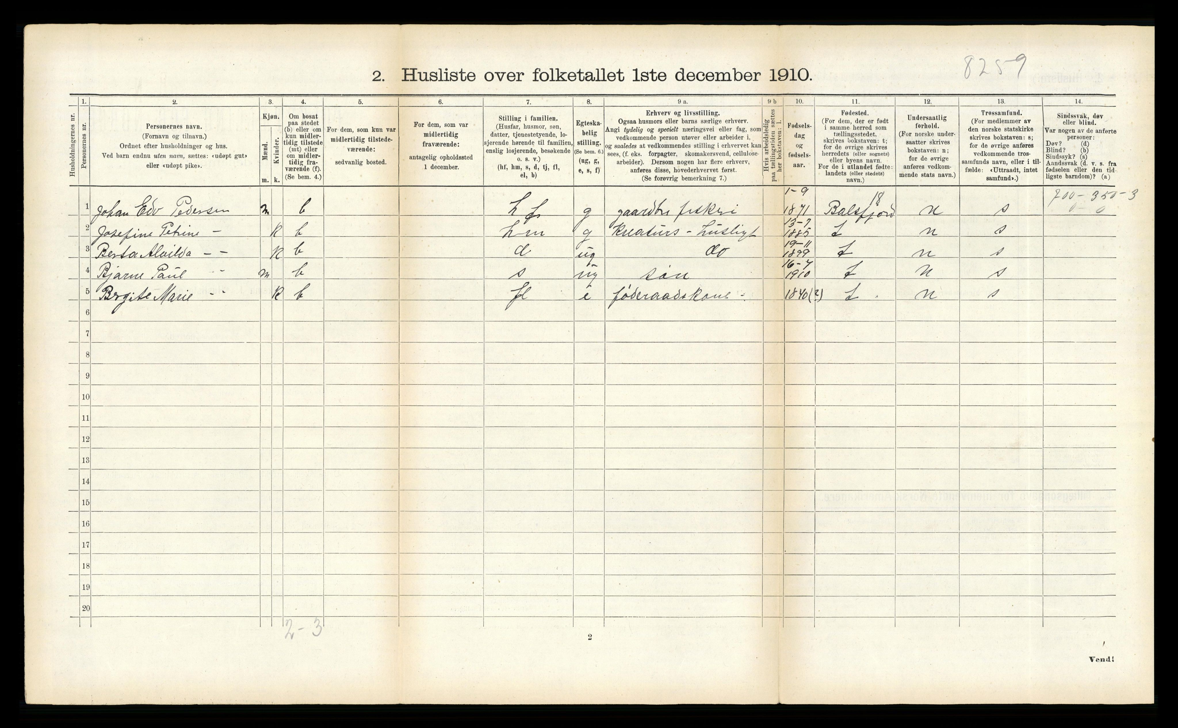 RA, Folketelling 1910 for 1934 Tromsøysund herred, 1910, s. 1314