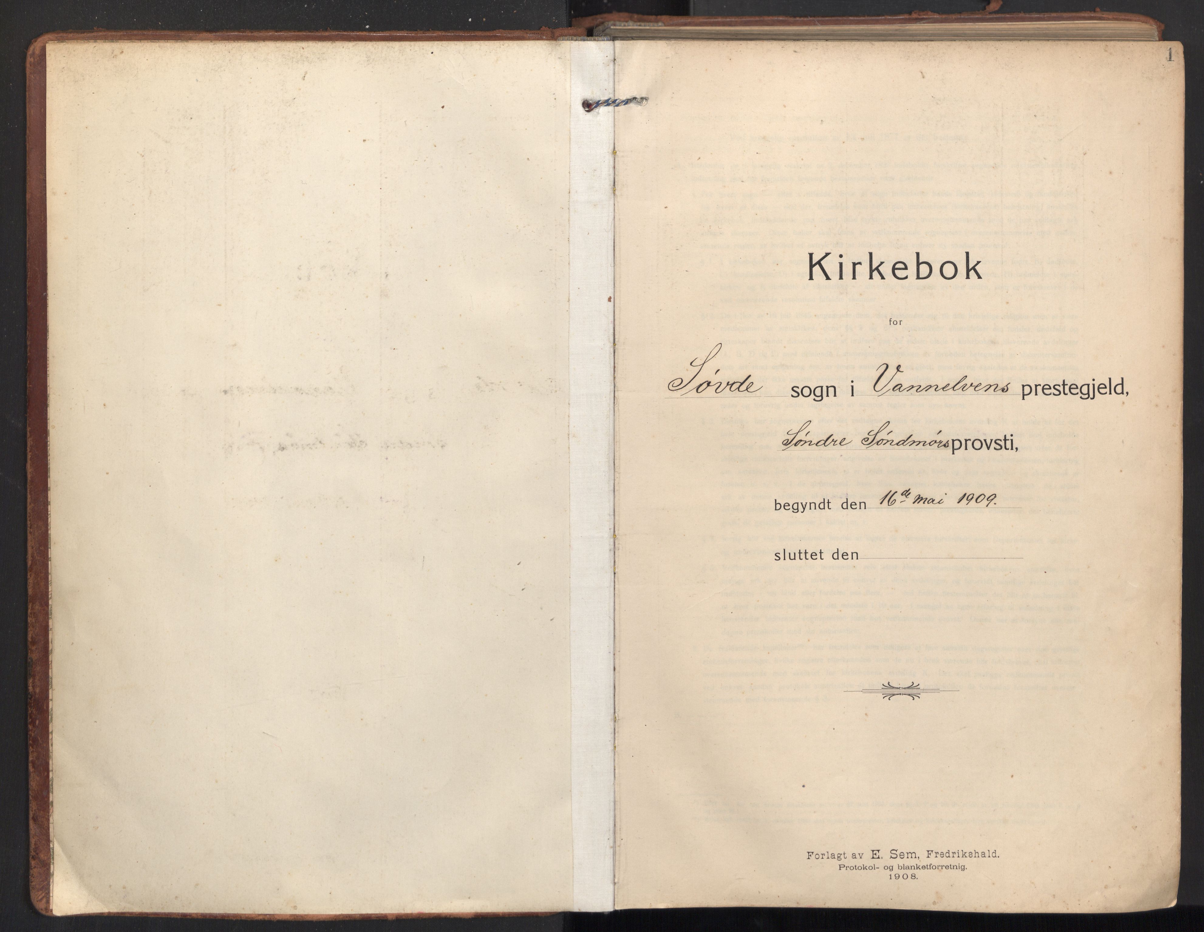 Ministerialprotokoller, klokkerbøker og fødselsregistre - Møre og Romsdal, AV/SAT-A-1454/502/L0026: Ministerialbok nr. 502A04, 1909-1933, s. 1