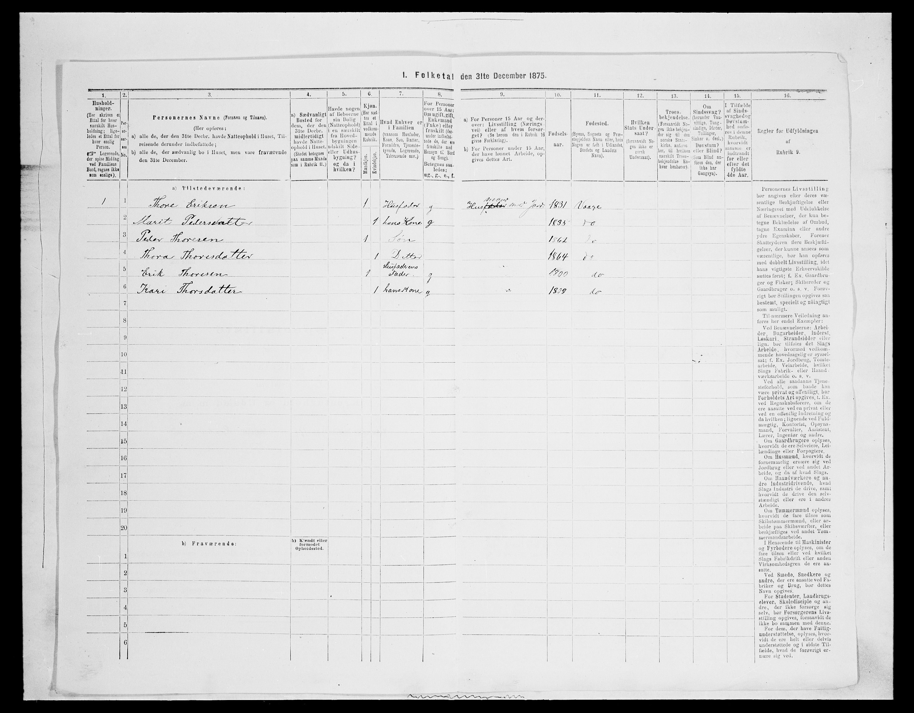 SAH, Folketelling 1875 for 0515P Vågå prestegjeld, 1875, s. 127