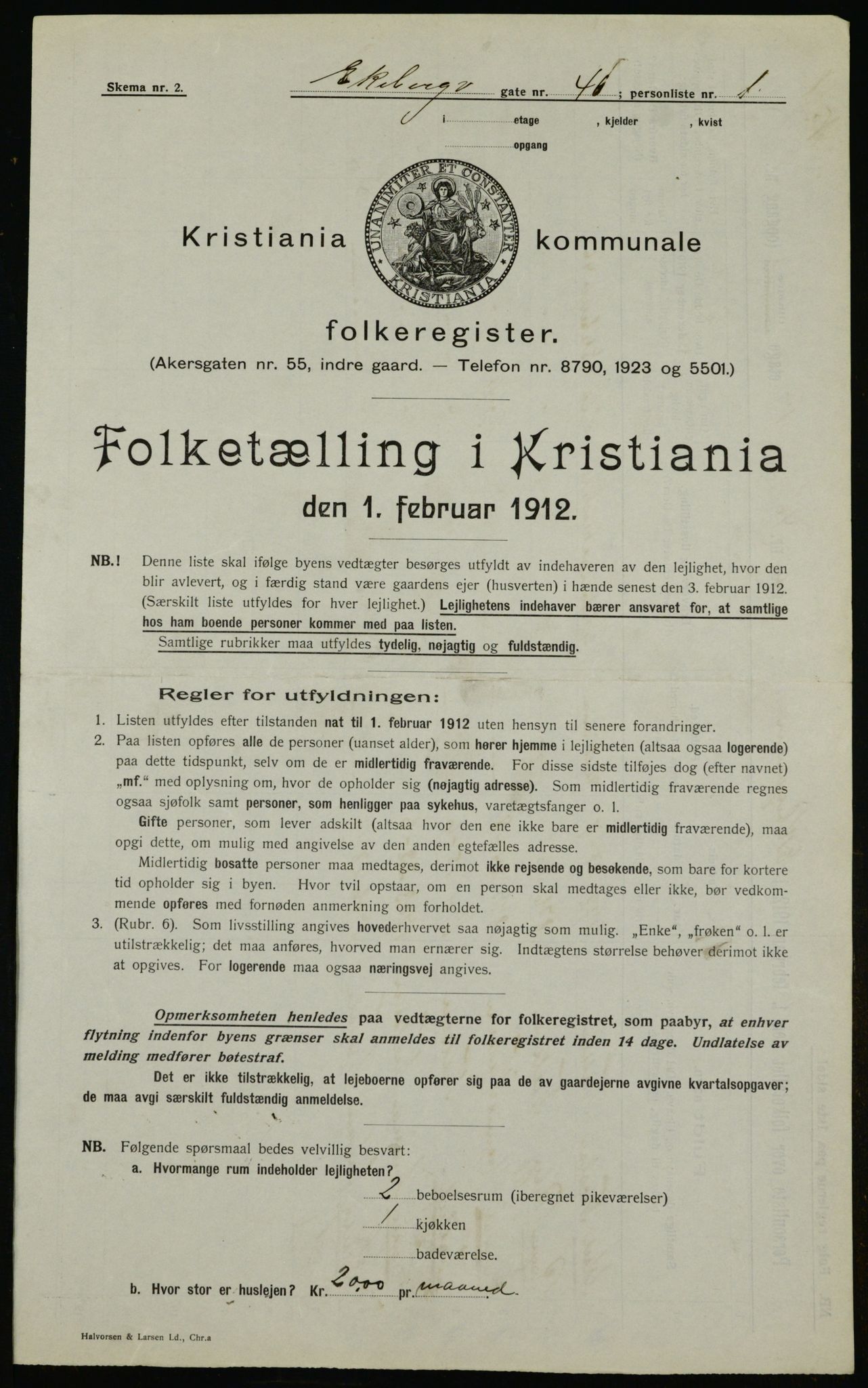 OBA, Kommunal folketelling 1.2.1912 for Kristiania, 1912, s. 20356