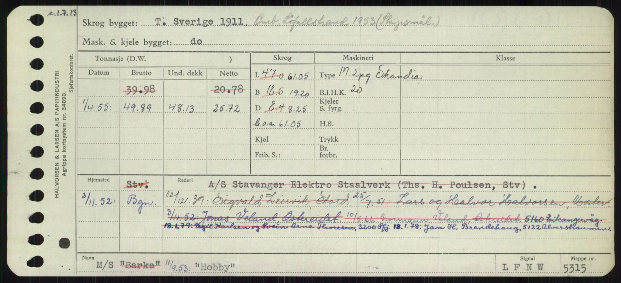 Sjøfartsdirektoratet med forløpere, Skipsmålingen, RA/S-1627/H/Ha/L0003/0001: Fartøy, Hilm-Mar / Fartøy, Hilm-Kol, s. 47