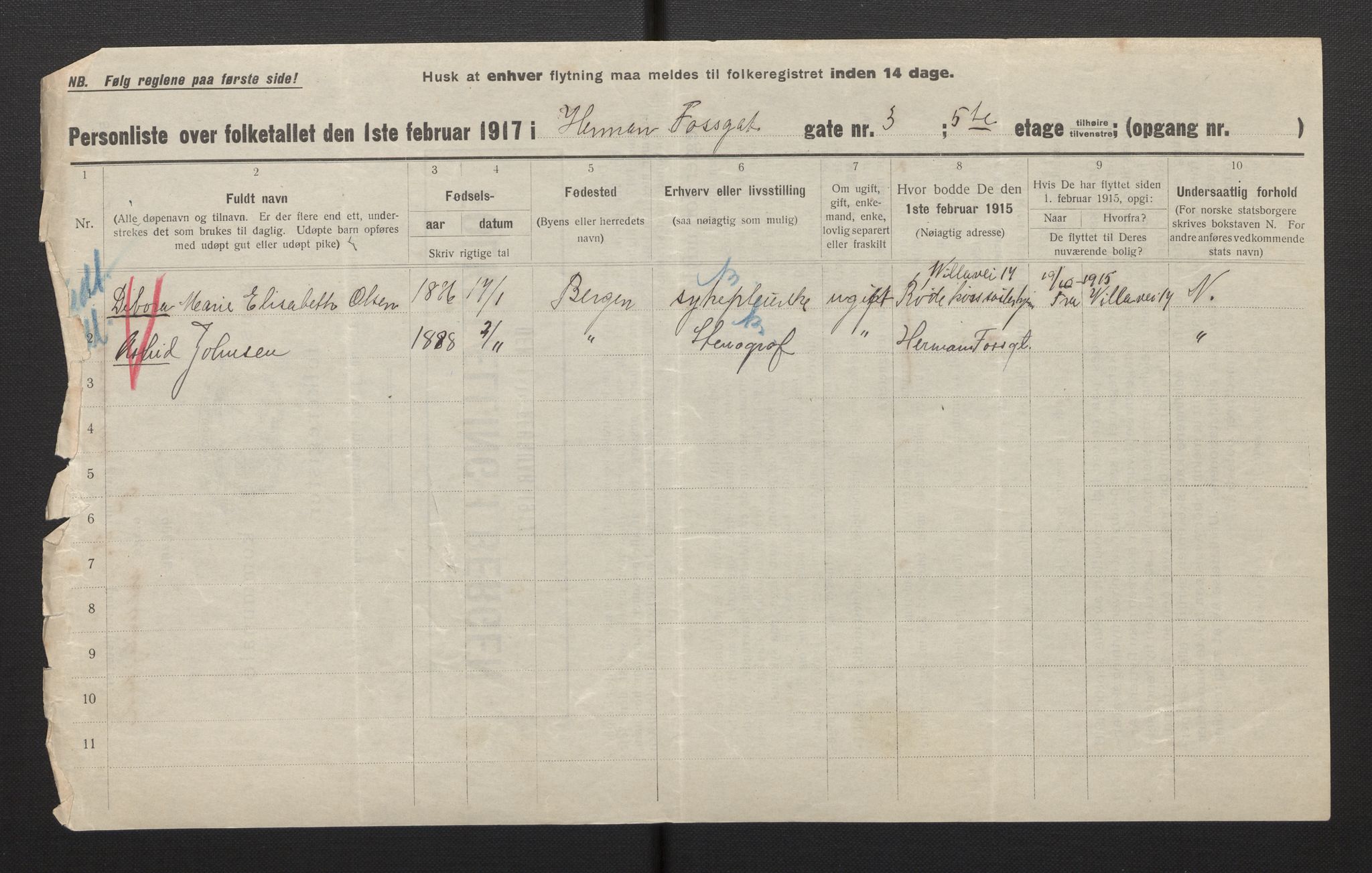 SAB, Kommunal folketelling 1917 for Bergen kjøpstad, 1917, s. 14338