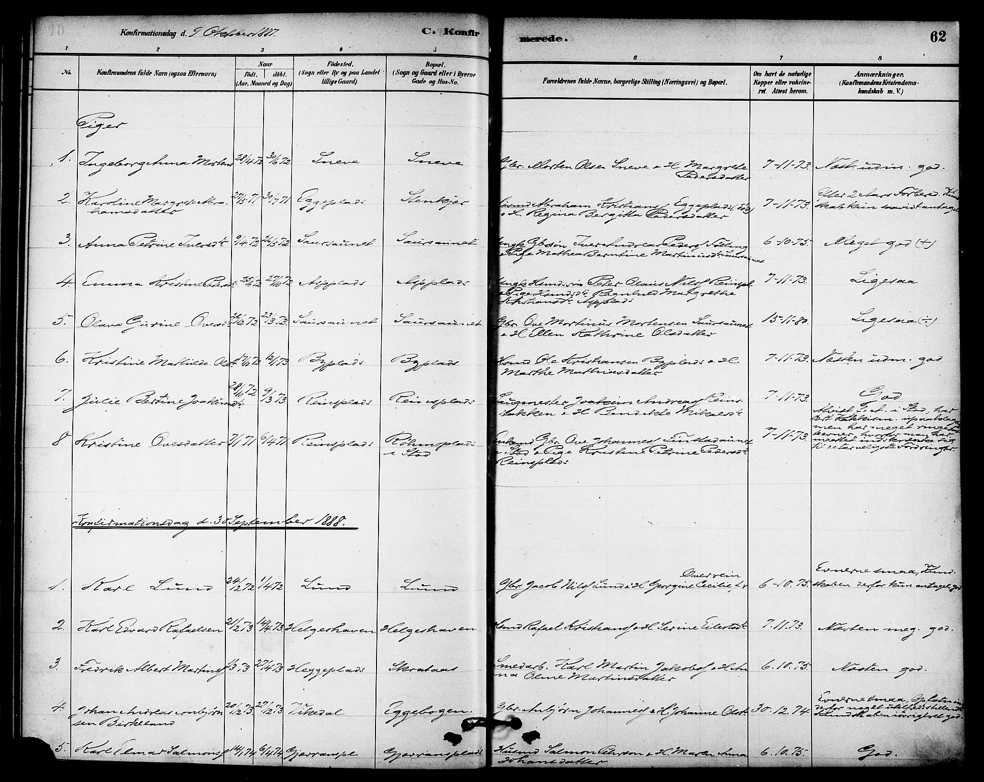 Ministerialprotokoller, klokkerbøker og fødselsregistre - Nord-Trøndelag, AV/SAT-A-1458/740/L0378: Ministerialbok nr. 740A01, 1881-1895, s. 62