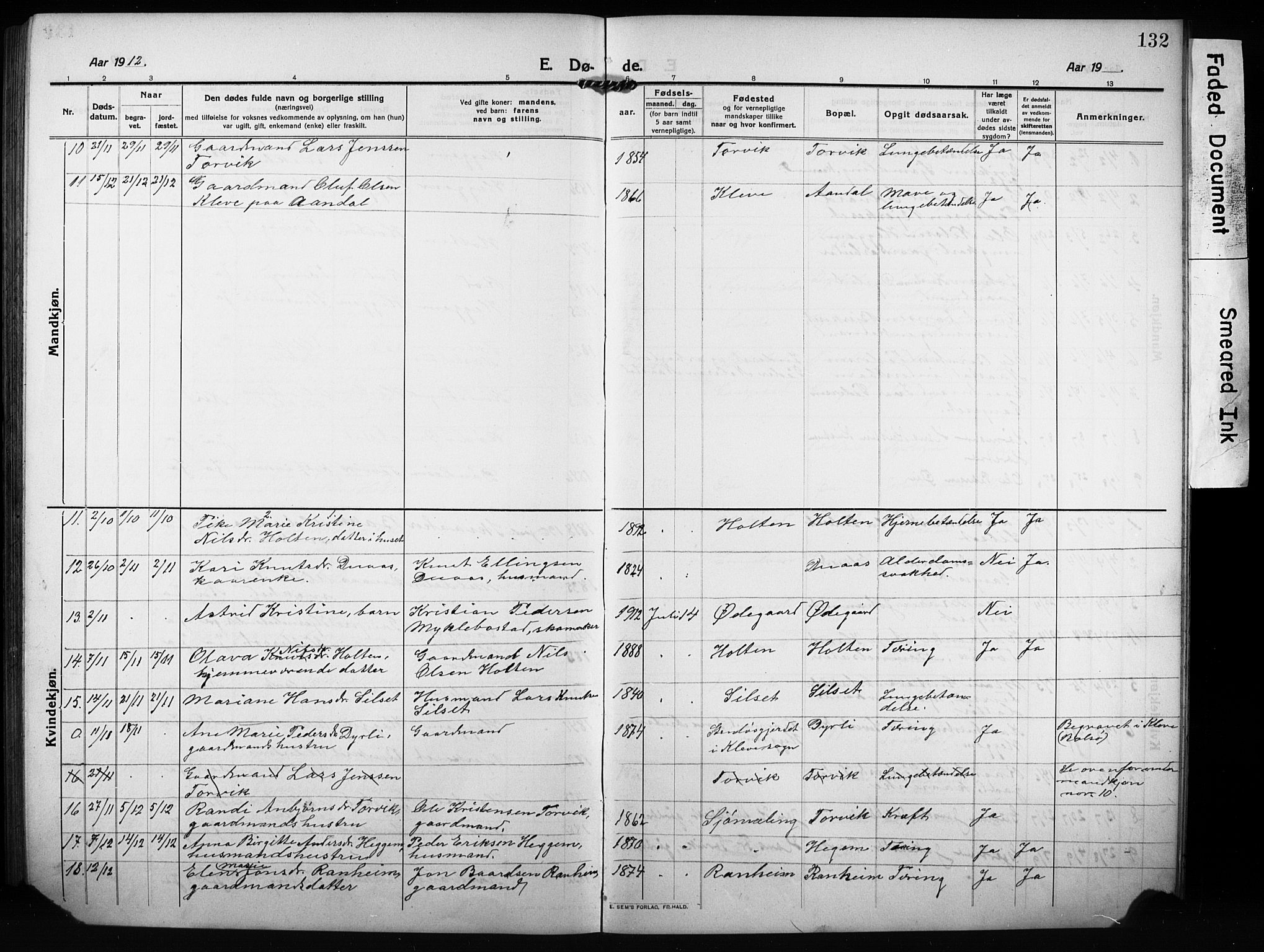 Ministerialprotokoller, klokkerbøker og fødselsregistre - Møre og Romsdal, SAT/A-1454/584/L0970: Klokkerbok nr. 584C03, 1912-1932, s. 132