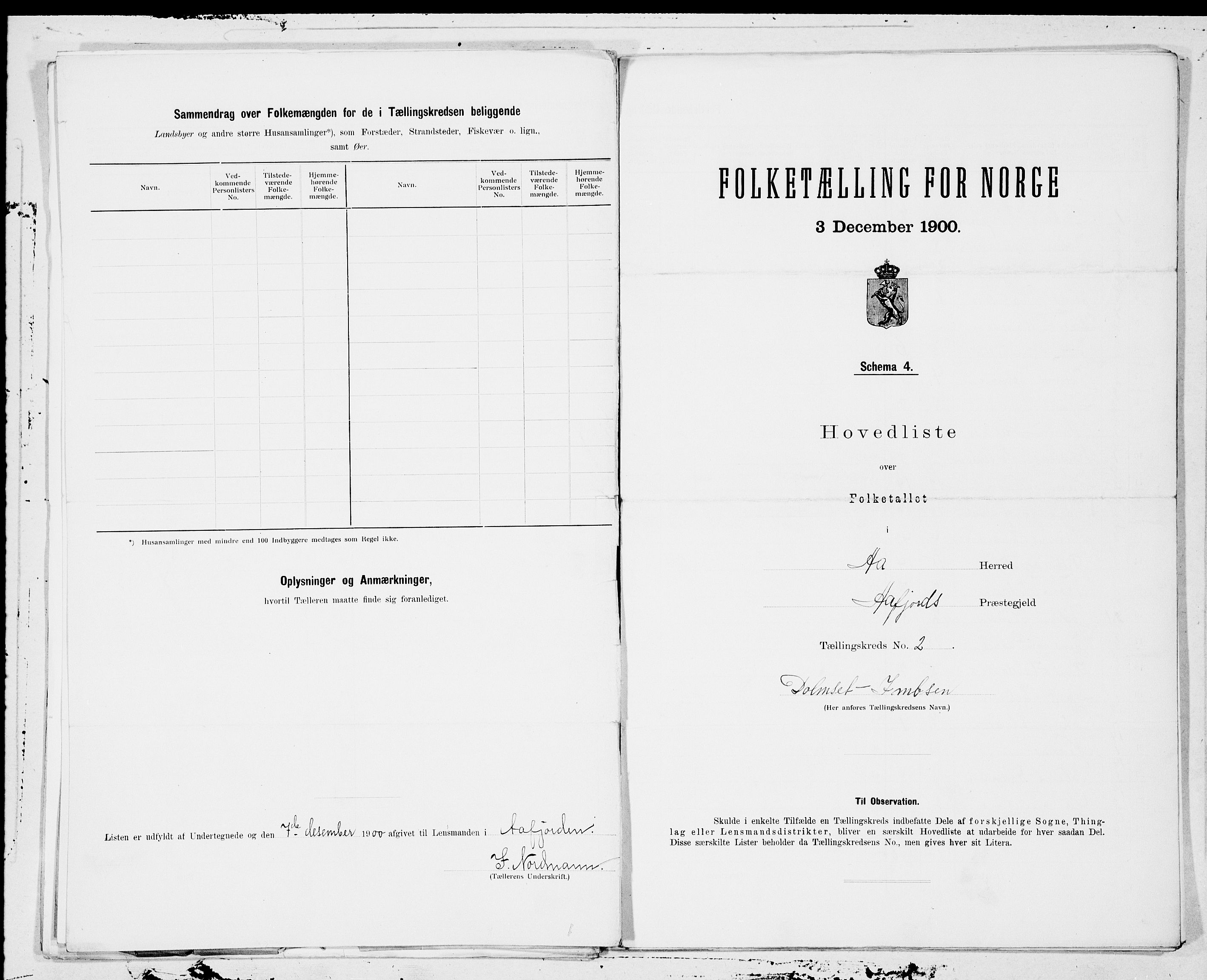 SAT, Folketelling 1900 for 1630 Aa herred, 1900, s. 4