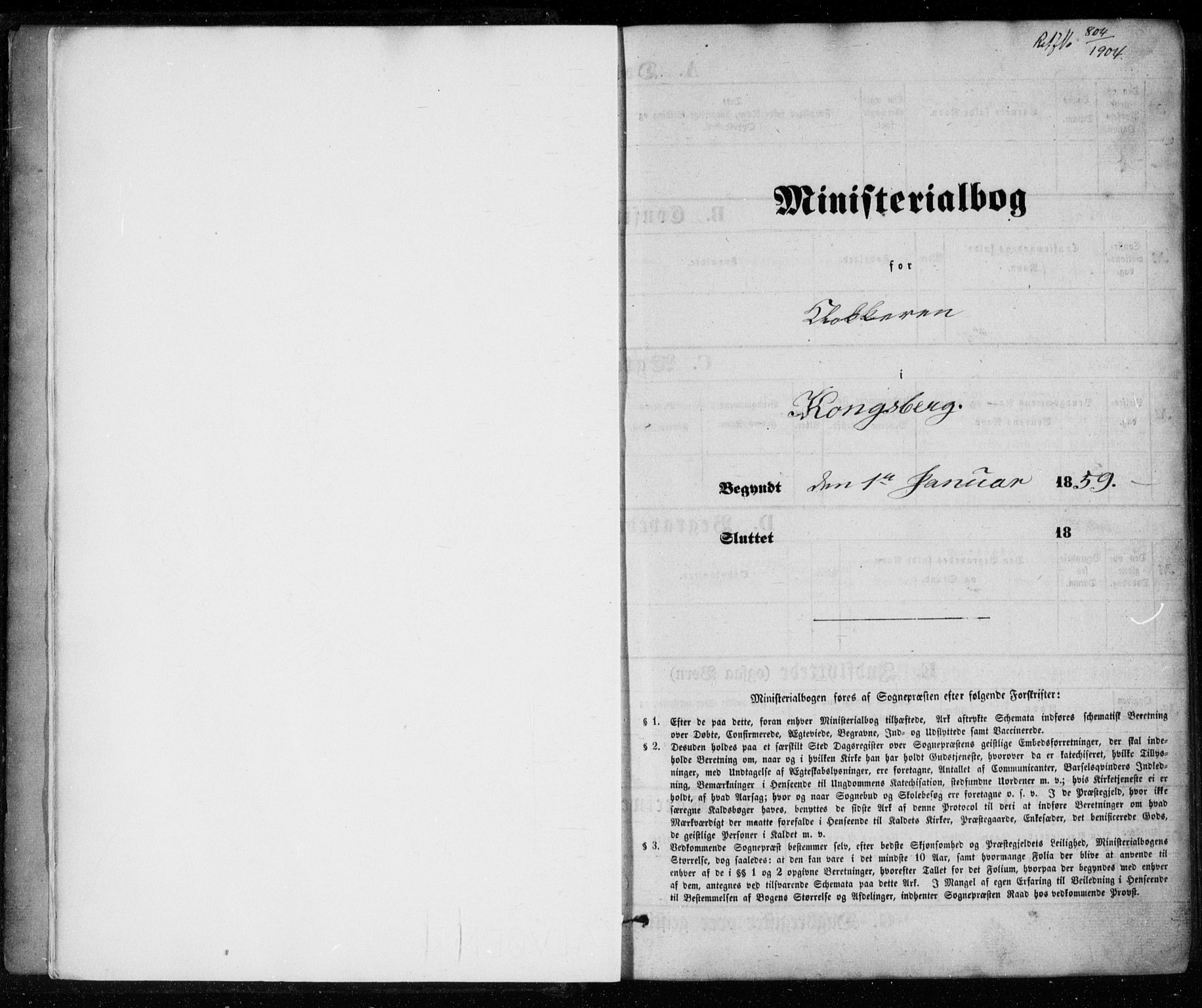 Kongsberg kirkebøker, SAKO/A-22/G/Ga/L0003: Klokkerbok nr. 3, 1859-1875