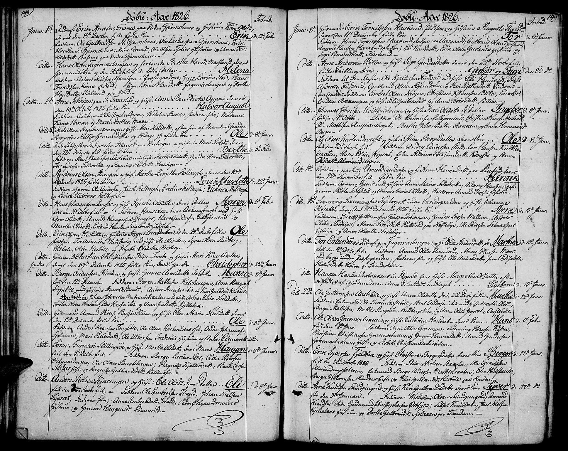 Vinger prestekontor, AV/SAH-PREST-024/H/Ha/Hab/L0002: Klokkerbok nr. 2, 1818-1834, s. 148-149