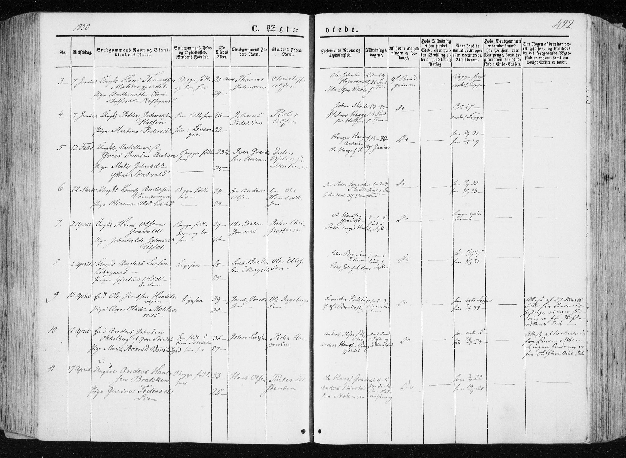 Ministerialprotokoller, klokkerbøker og fødselsregistre - Nord-Trøndelag, SAT/A-1458/709/L0074: Ministerialbok nr. 709A14, 1845-1858, s. 422