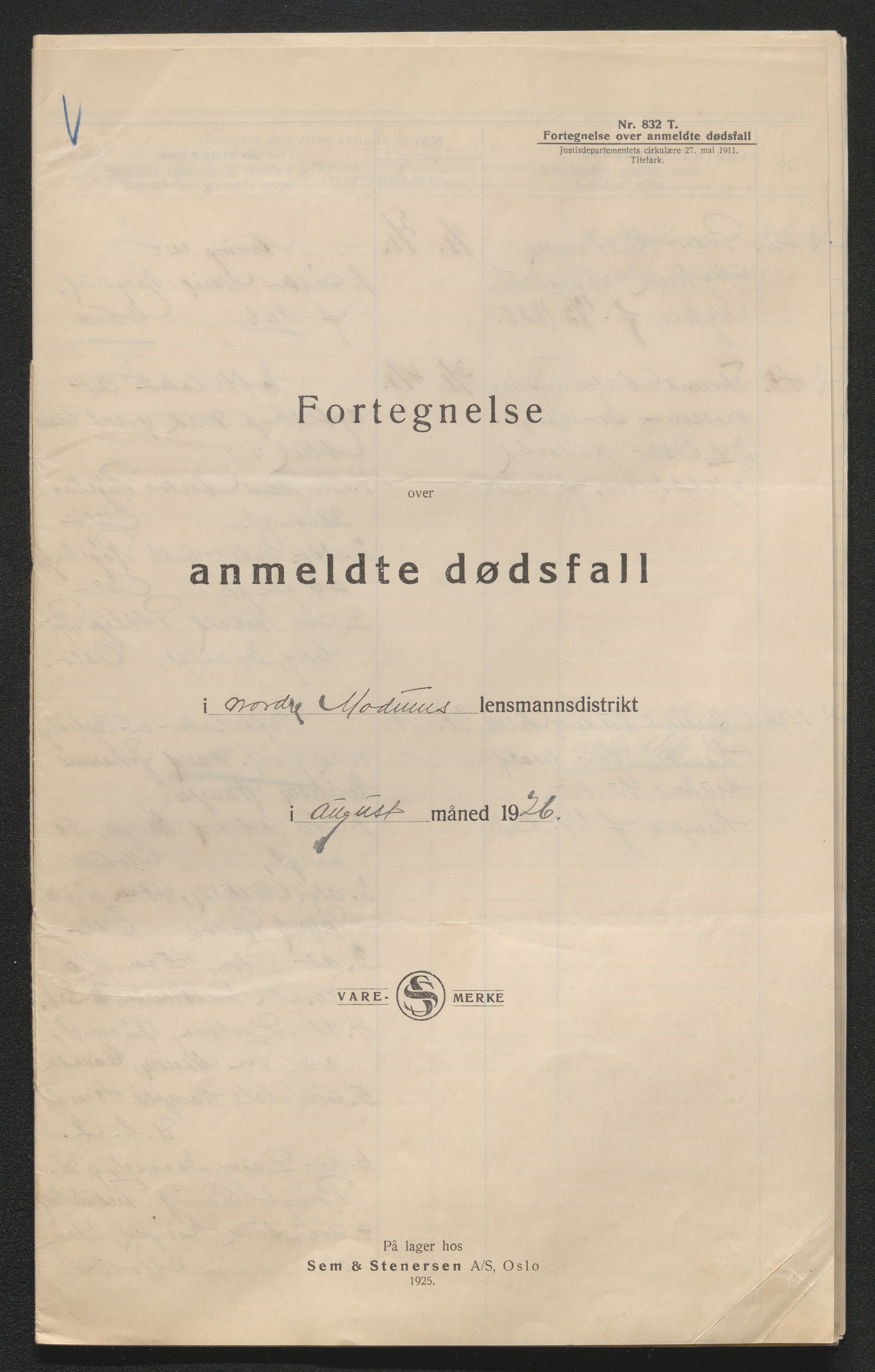 Eiker, Modum og Sigdal sorenskriveri, AV/SAKO-A-123/H/Ha/Hab/L0044: Dødsfallsmeldinger, 1926-1927, s. 355