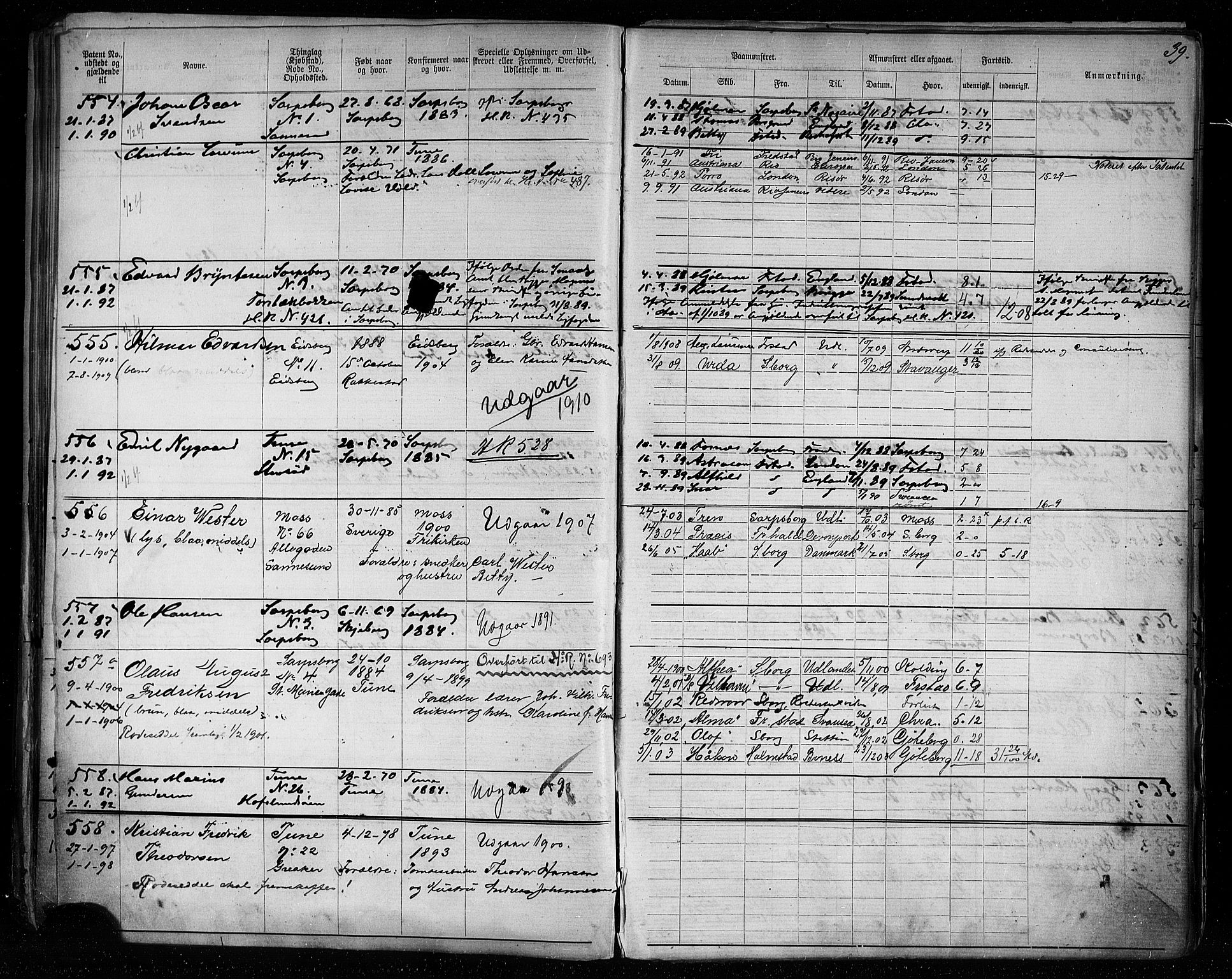 Sarpsborg mønstringskontor, AV/SAO-A-10569c/F/Fc/Fca/L0005: Annotasjonsrulle, 1881-1913, s. 43