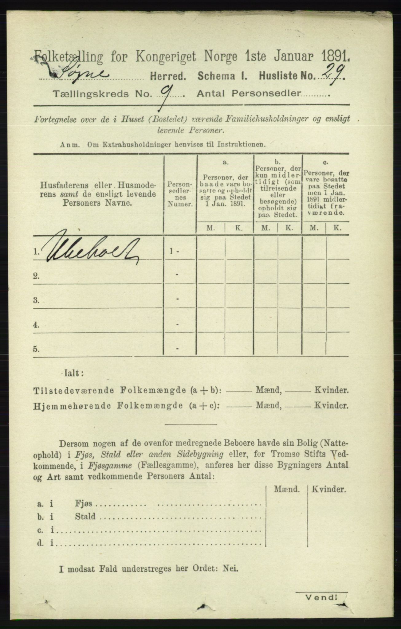 RA, Folketelling 1891 for 1018 Søgne herred, 1891, s. 2521