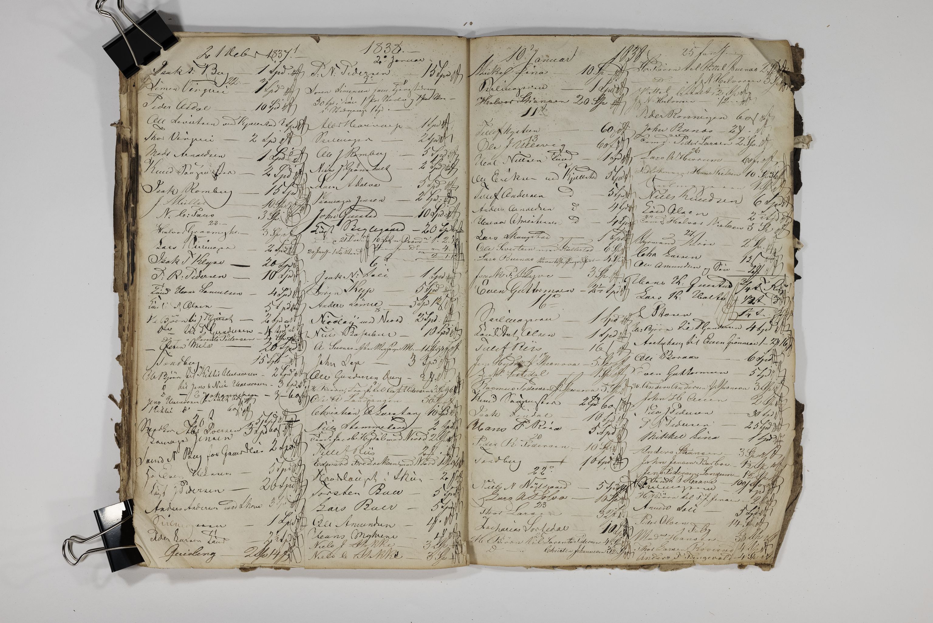 Blehr/ Kjellestad, TEMU/TGM-A-1212/R/Rl/L0004: Liste over utbetalinger, 1835-1838, s. 54