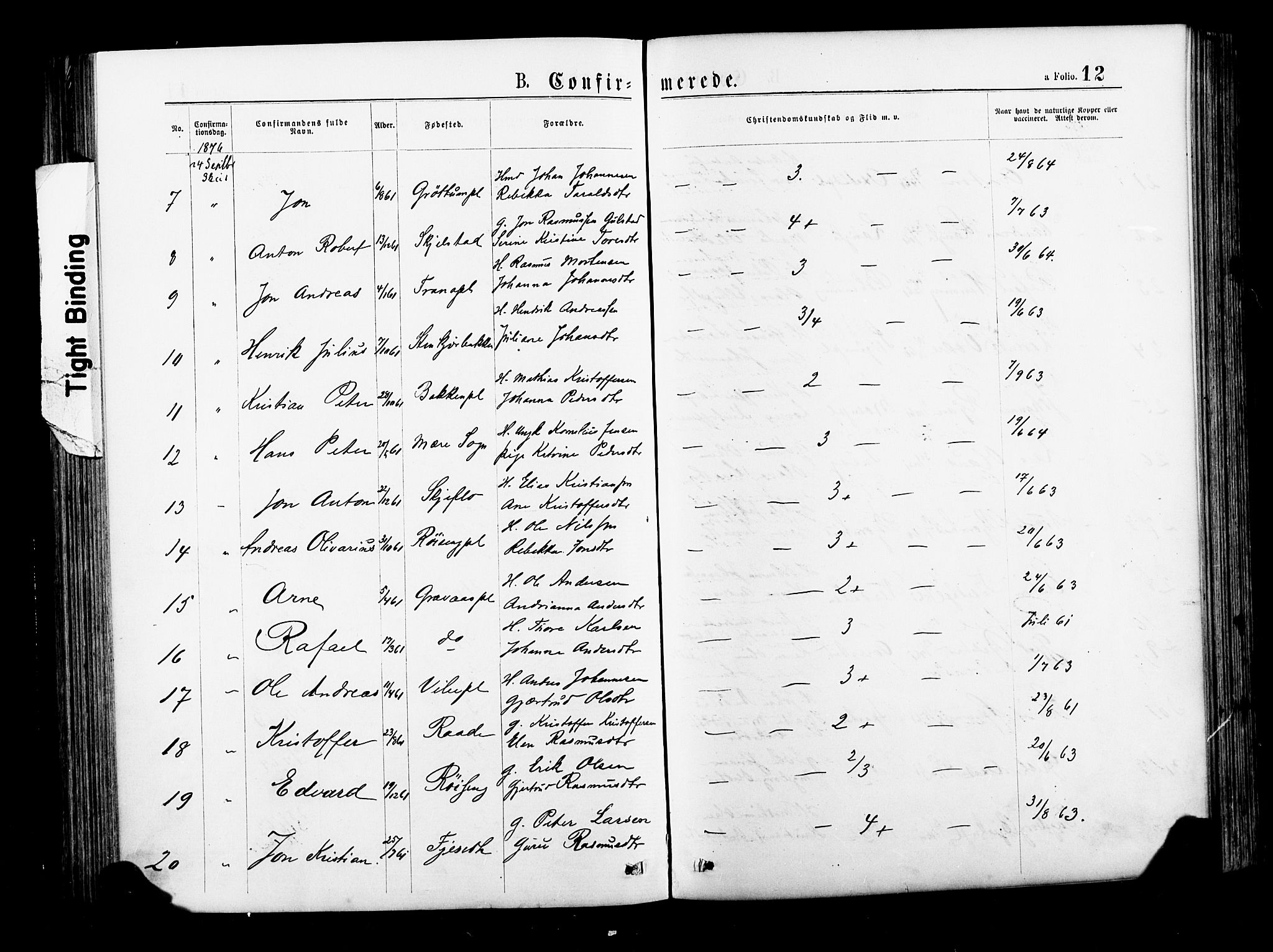 Ministerialprotokoller, klokkerbøker og fødselsregistre - Nord-Trøndelag, SAT/A-1458/735/L0348: Ministerialbok nr. 735A09 /1, 1873-1883, s. 12