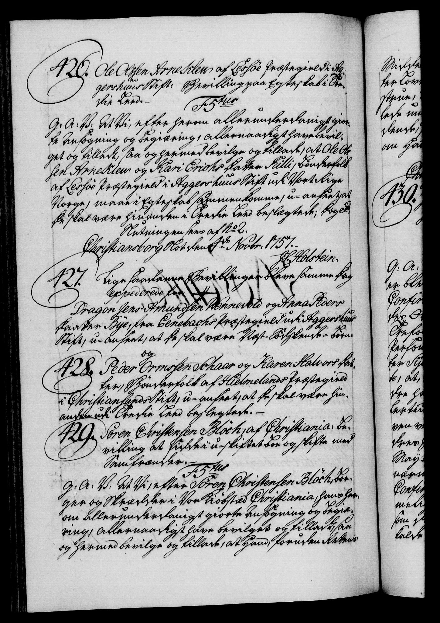 Danske Kanselli 1572-1799, RA/EA-3023/F/Fc/Fca/Fcaa/L0040: Norske registre, 1757-1759, s. 218b