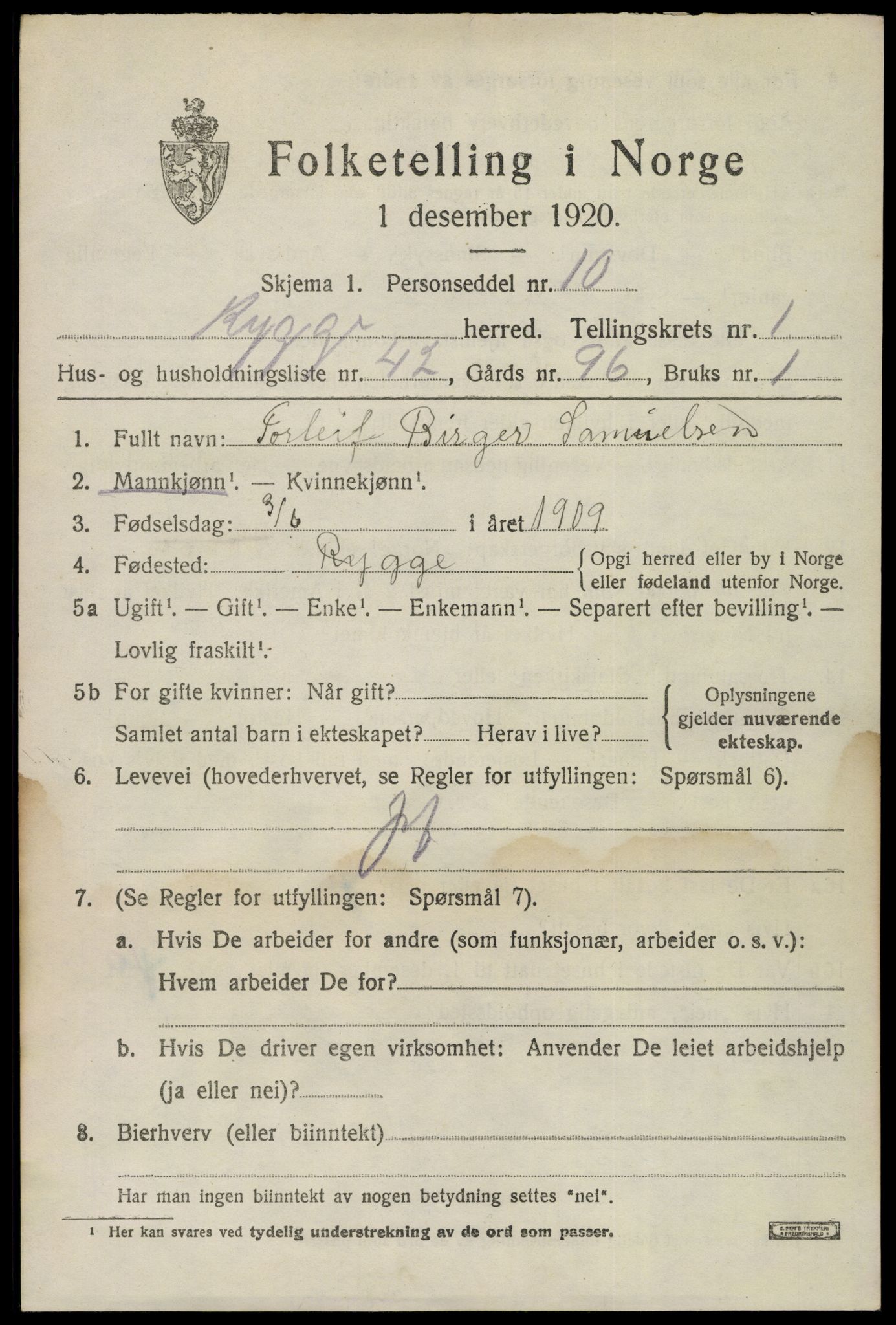 SAO, Folketelling 1920 for 0136 Rygge herred, 1920, s. 2425