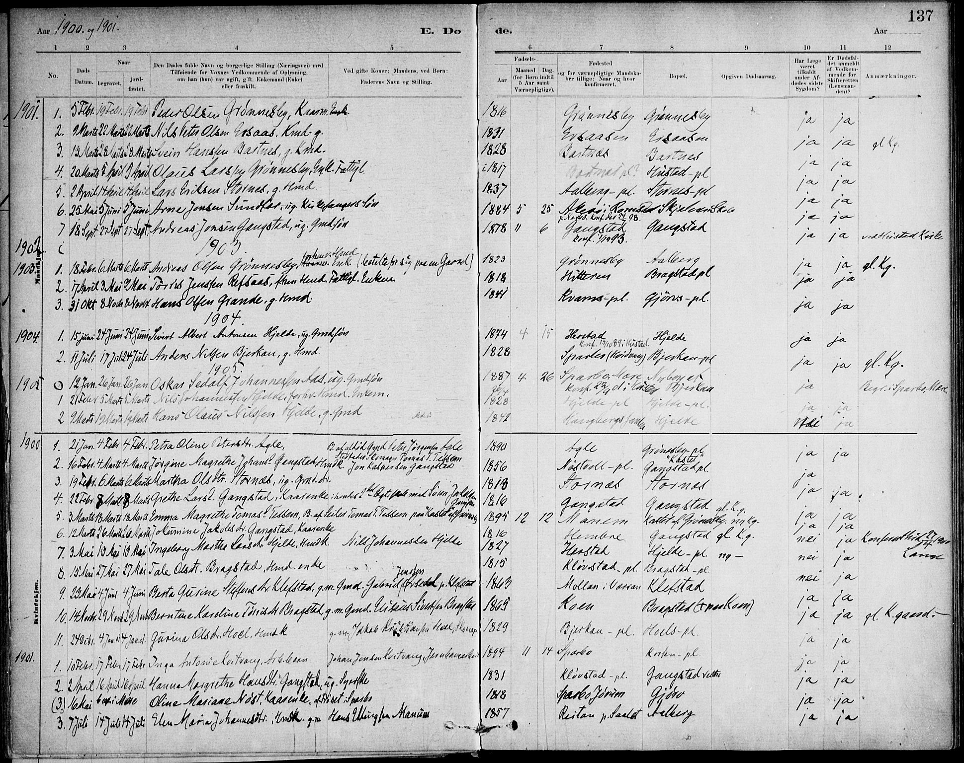 Ministerialprotokoller, klokkerbøker og fødselsregistre - Nord-Trøndelag, AV/SAT-A-1458/732/L0316: Ministerialbok nr. 732A01, 1879-1921, s. 137