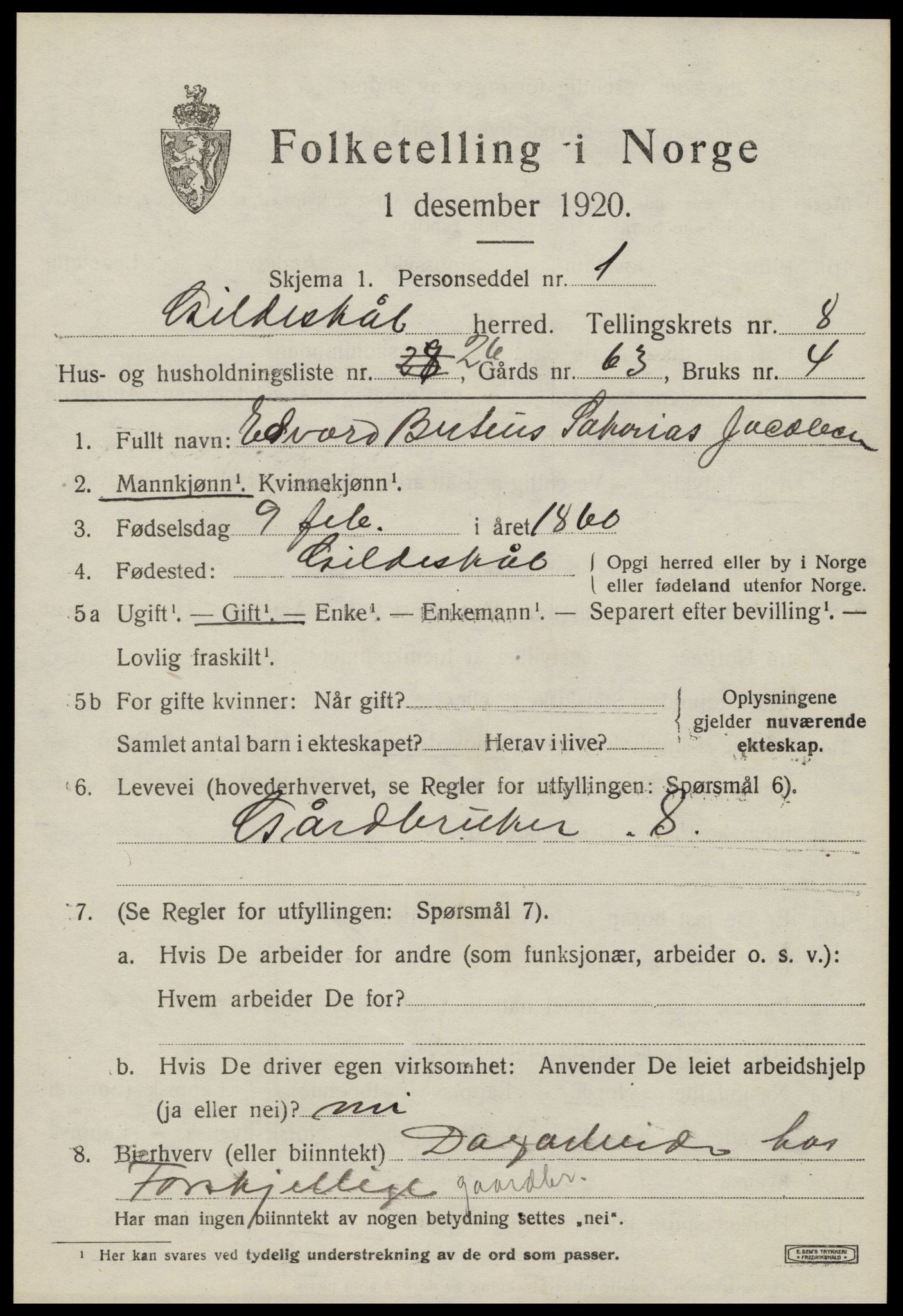 SAT, Folketelling 1920 for 1838 Gildeskål herred, 1920, s. 5710