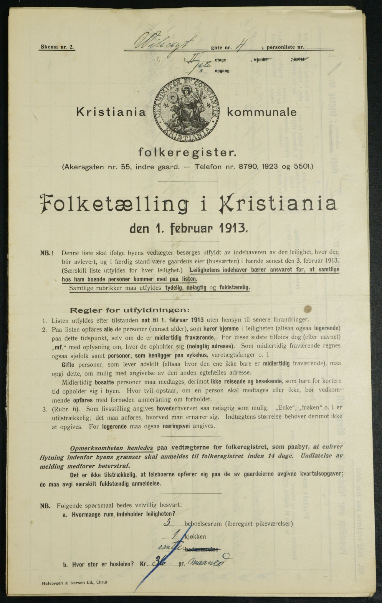 OBA, Kommunal folketelling 1.2.1913 for Kristiania, 1913, s. 128287