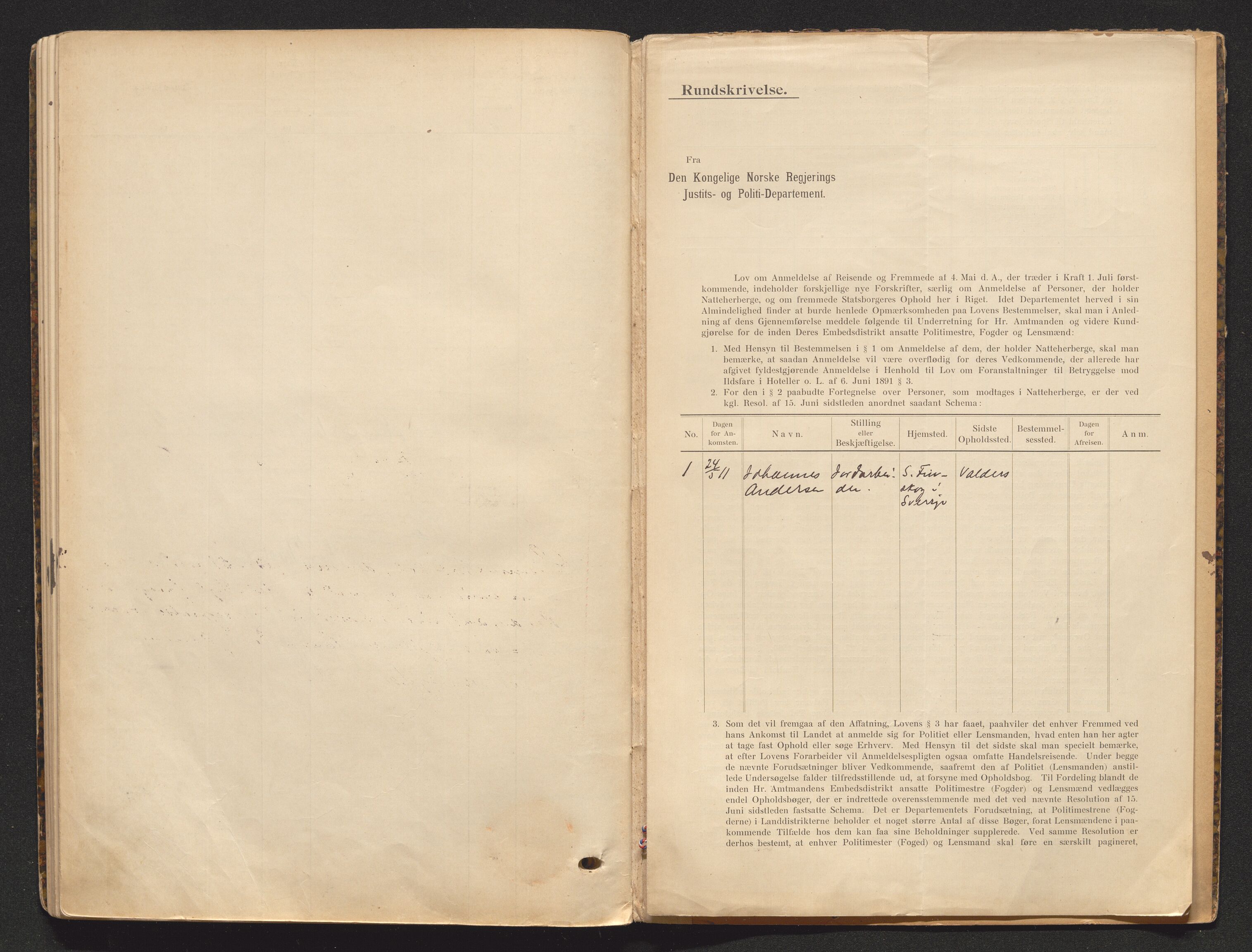 Borre lensmannskontor, SAKO/A-533/O/Oa/L0001: Protokoll over inn- og utflyttede, 1901-1906