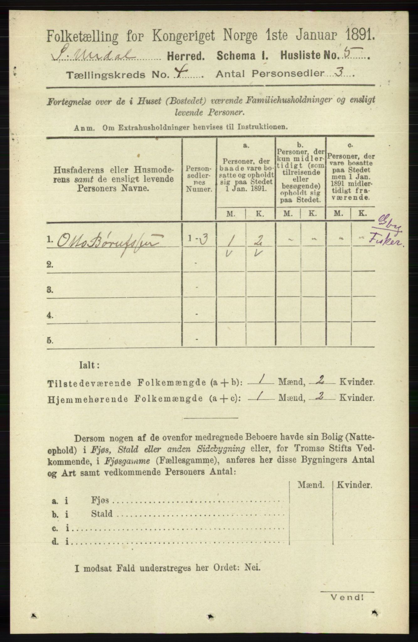 RA, Folketelling 1891 for 1029 Sør-Audnedal herred, 1891, s. 1335