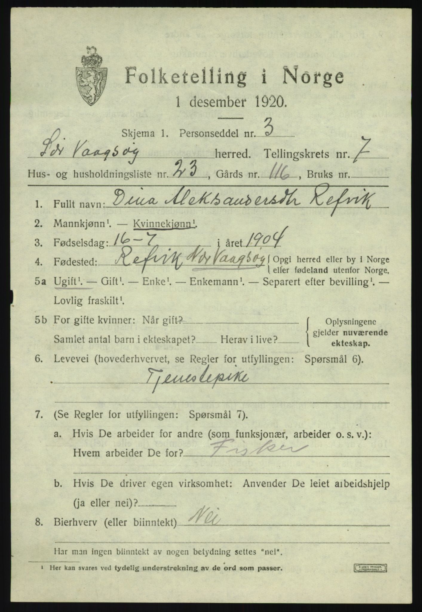 SAB, Folketelling 1920 for 1439 Sør-Vågsøy herred, 1920, s. 4494
