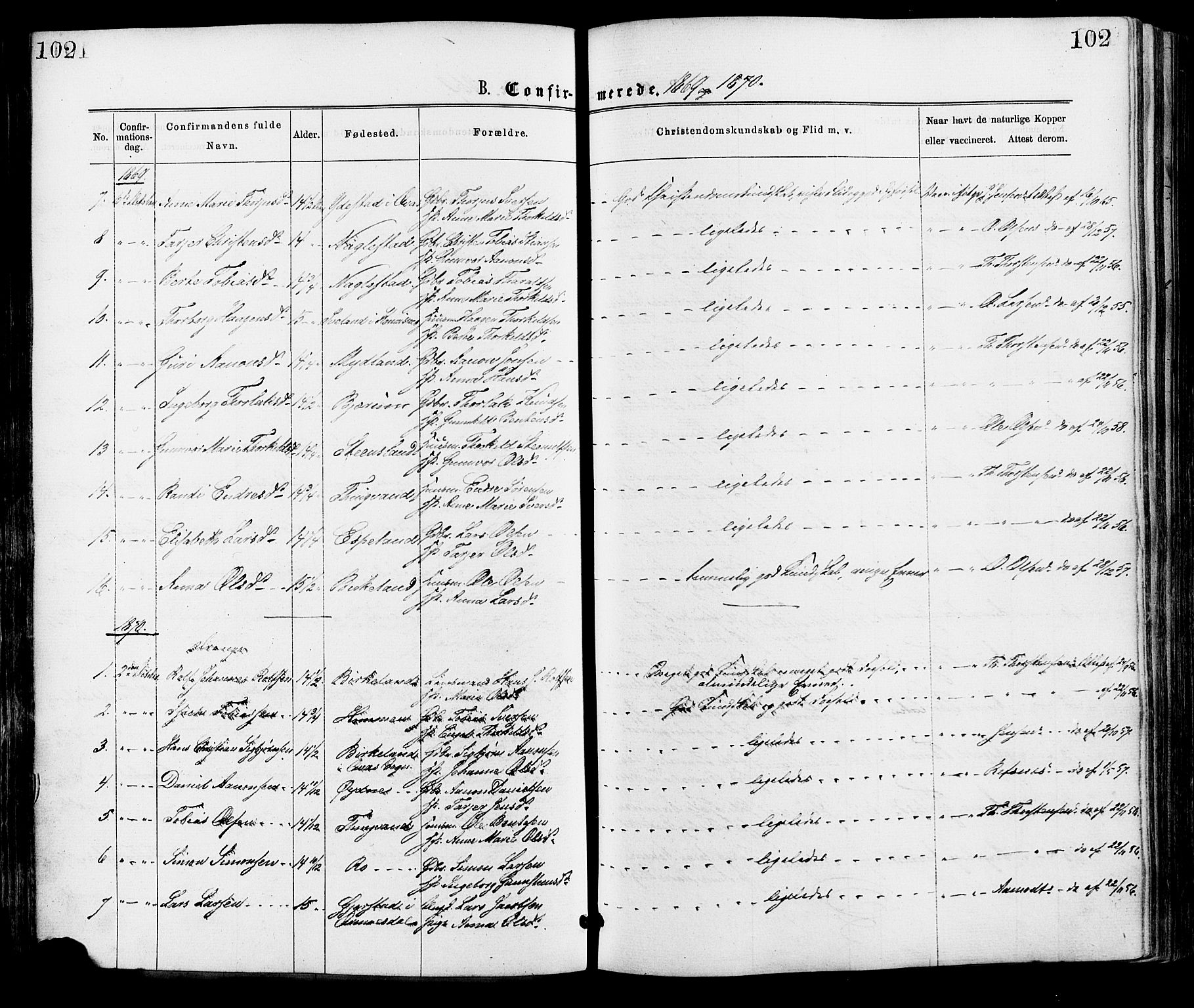 Hægebostad sokneprestkontor, SAK/1111-0024/F/Fa/Faa/L0005: Ministerialbok nr. A 5, 1864-1886, s. 102