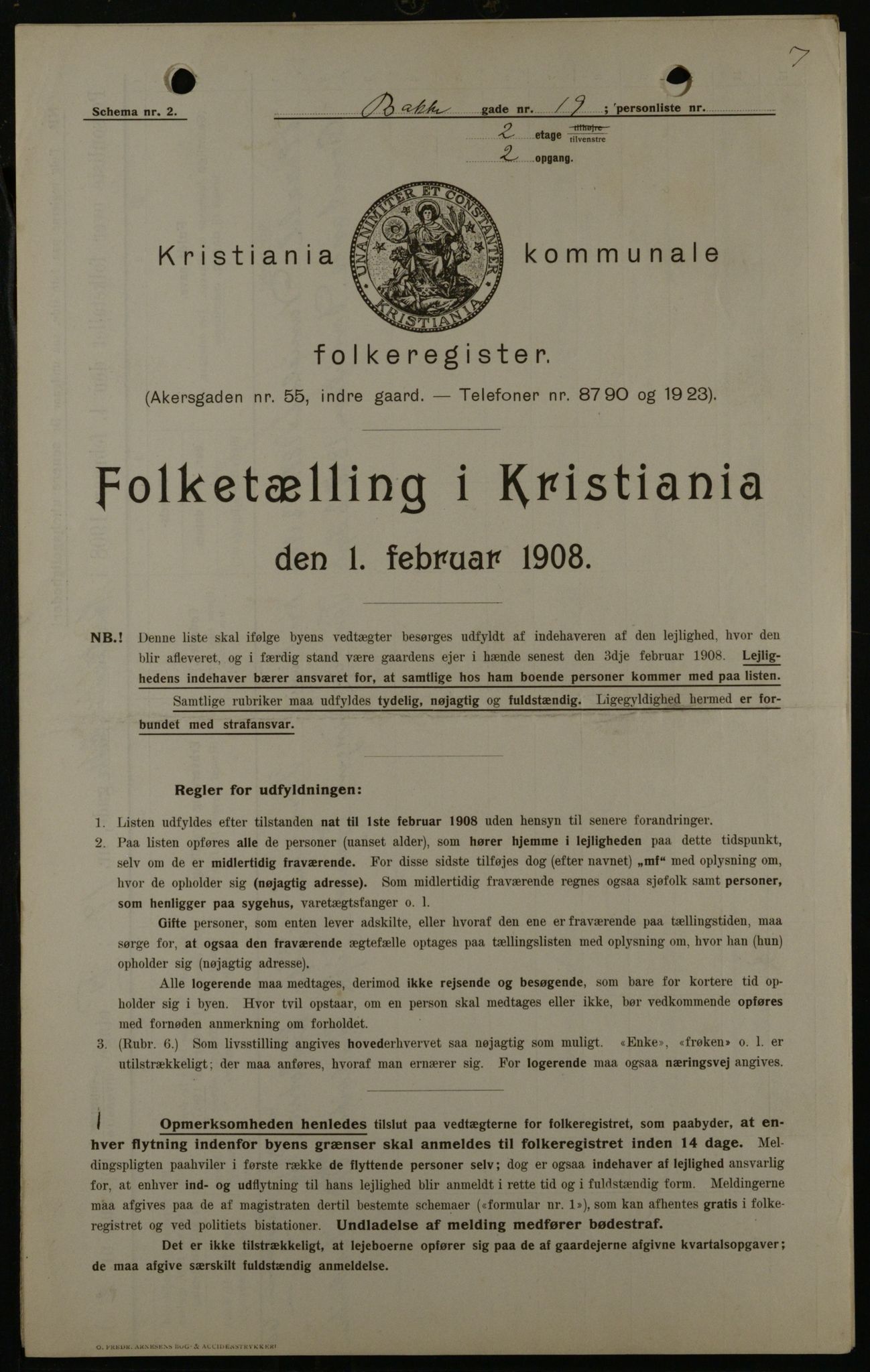 OBA, Kommunal folketelling 1.2.1908 for Kristiania kjøpstad, 1908, s. 2973
