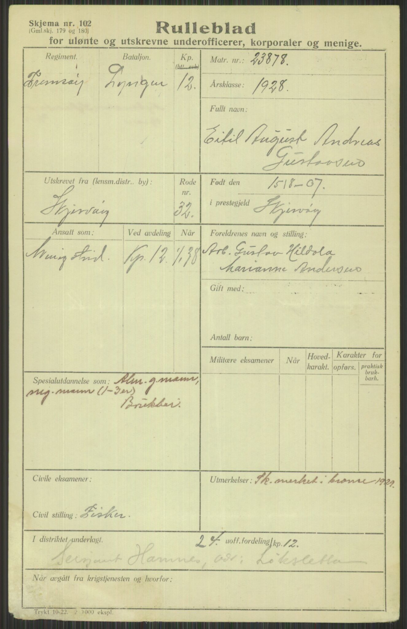 Forsvaret, Troms infanteriregiment nr. 16, AV/RA-RAFA-3146/P/Pa/L0013/0003: Rulleblad / Rulleblad for regimentets menige mannskaper, årsklasse 1928, 1928, s. 155