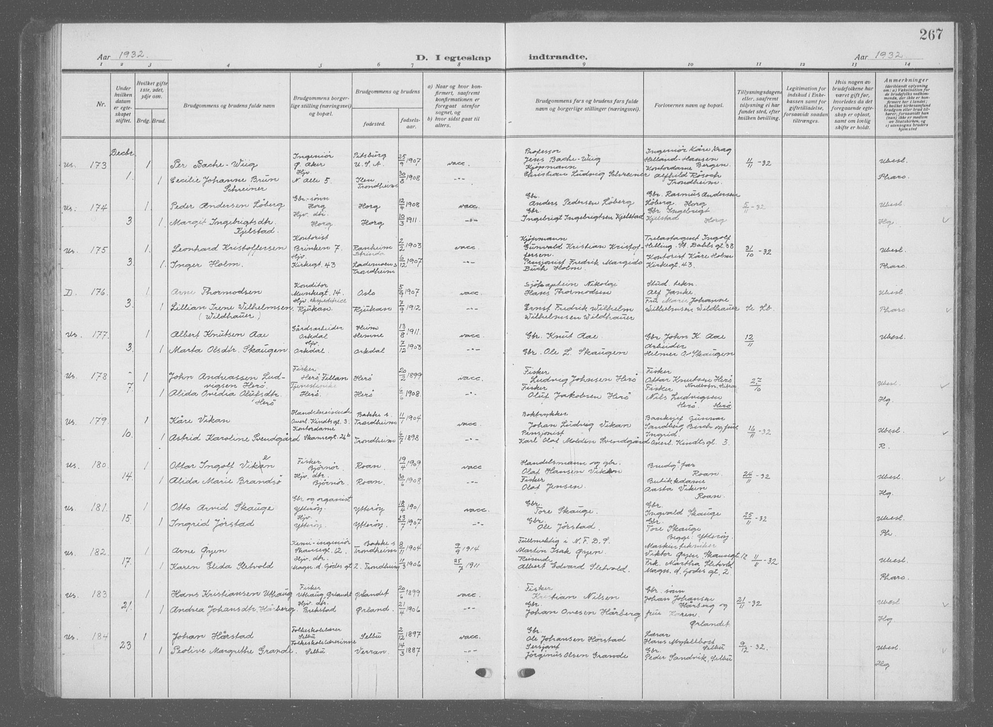 Ministerialprotokoller, klokkerbøker og fødselsregistre - Sør-Trøndelag, AV/SAT-A-1456/601/L0098: Klokkerbok nr. 601C16, 1921-1934, s. 267